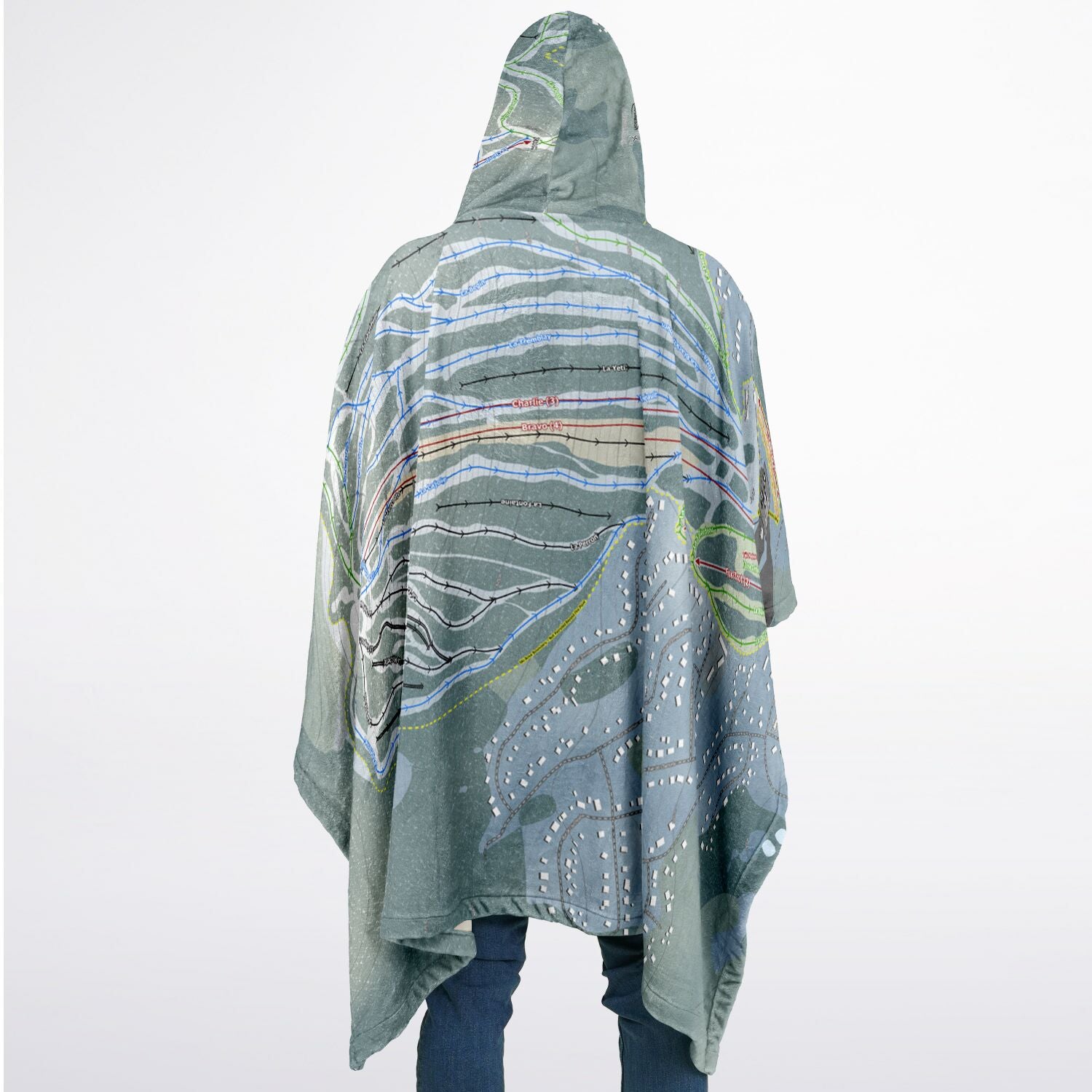 Le Valinouet, Quebec Ski Resort Map Flannel Blanket Poncho