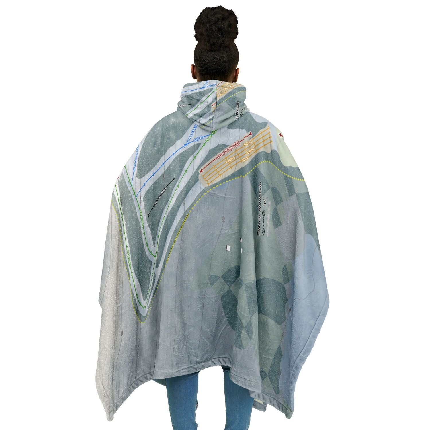Tussey Mountain, Pennsylvania Ski Resort Map Flannel Blanket Poncho