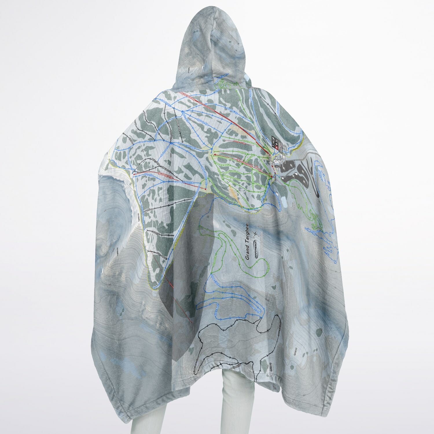 Grand Targhee, Wyoming Ski Resort Map Flannel Blanket Poncho