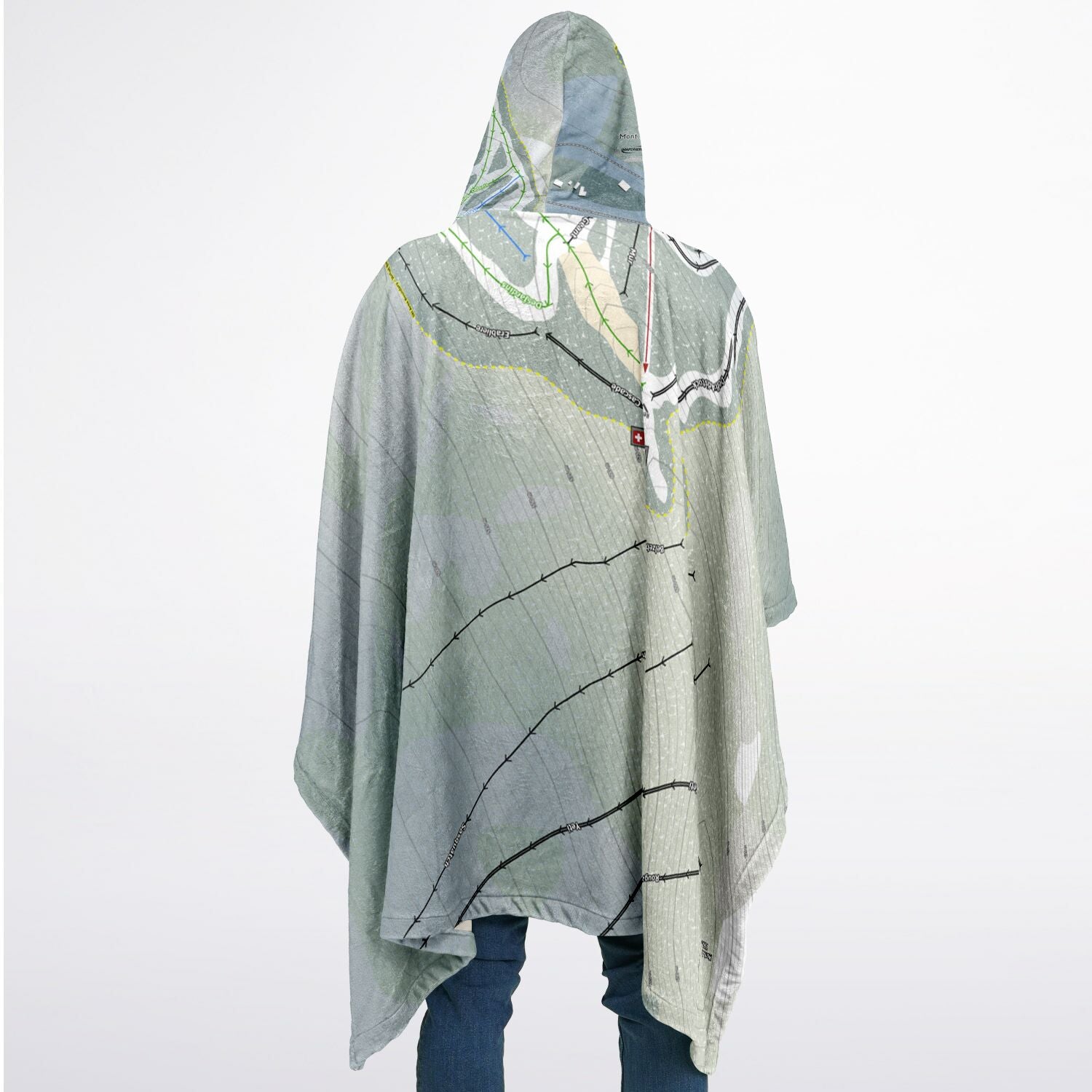 Mont Adstock, Quebec Ski Resort Map Flannel Blanket Poncho