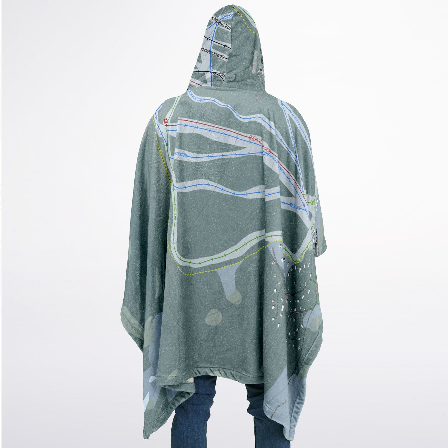 Mount Cain, British Columbia Ski Resort Map Flannel Blanket Poncho