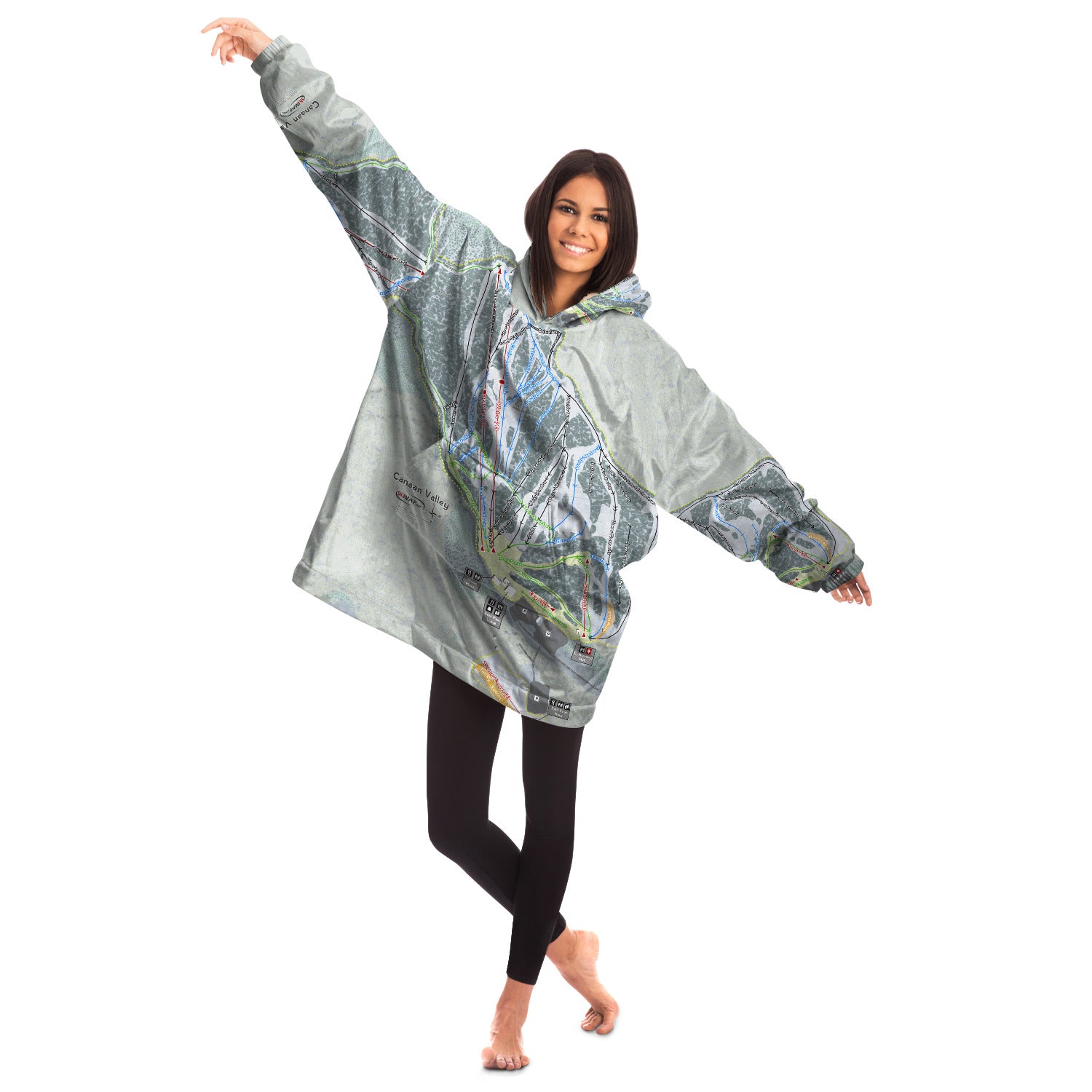 Canaan Valley, West Virginia Ski Trail Map - Snug Hoodie