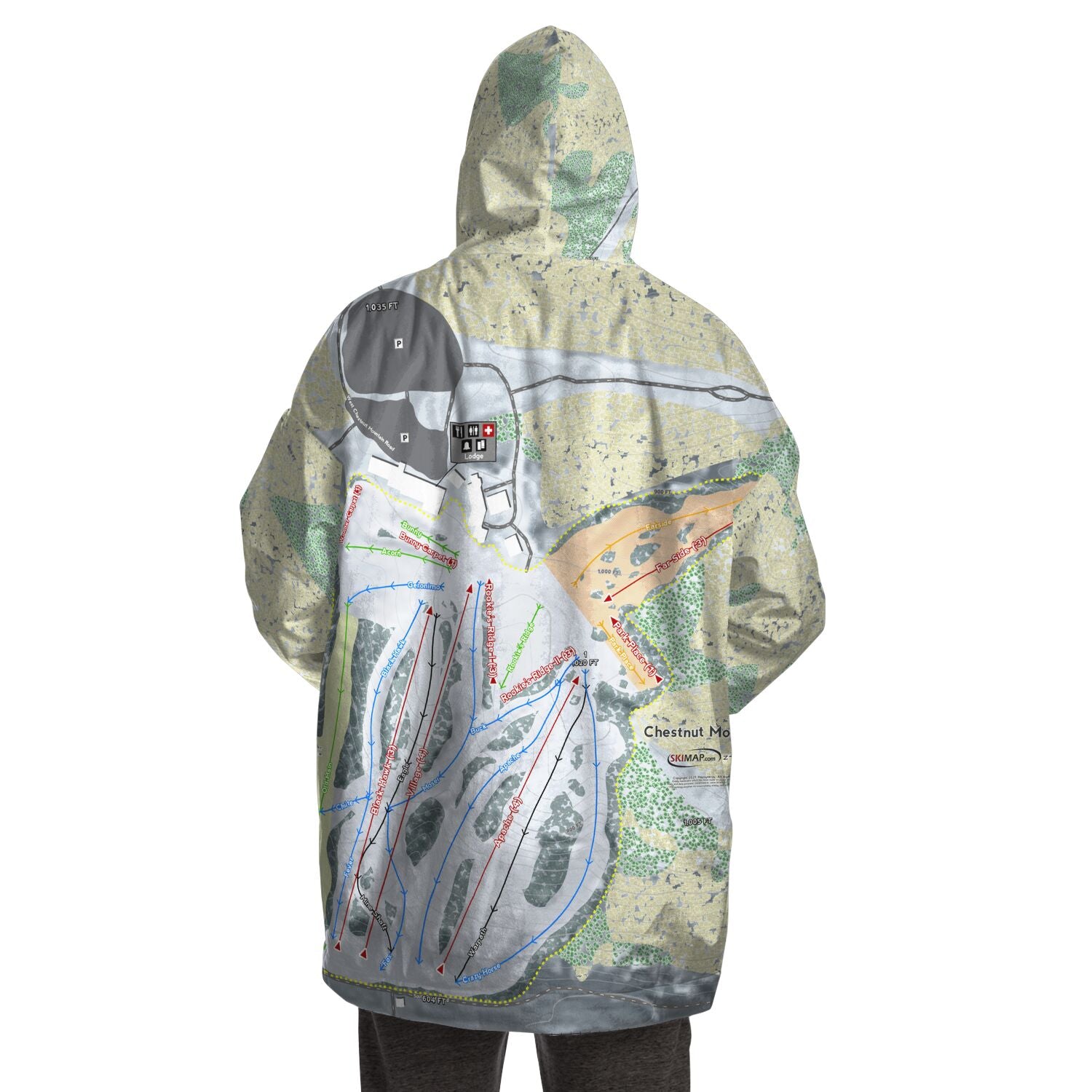 Chestnut Mountain, Illinois Ski Trail Map - Snug Hoodie