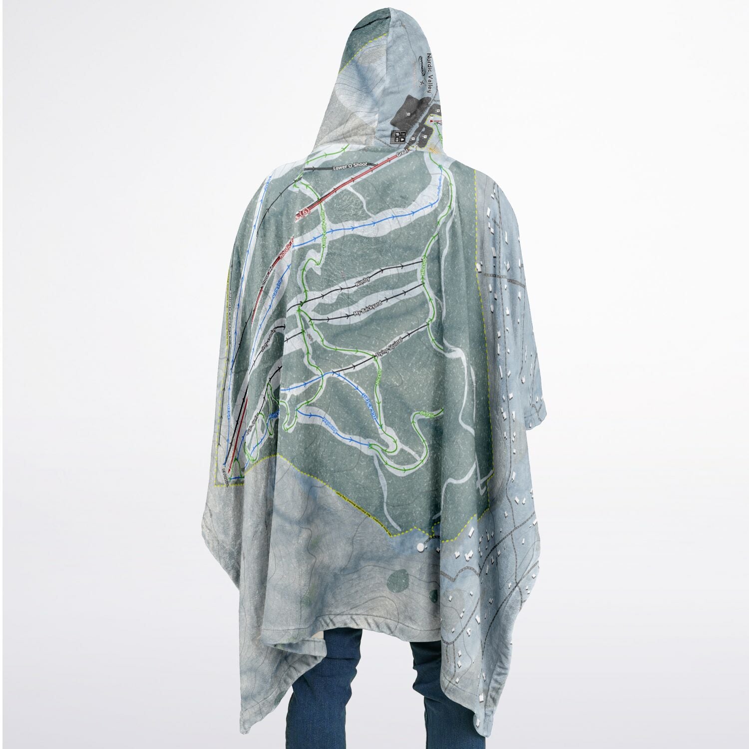 Nordic Valley, Utah Ski Resort Map Flannel Blanket Poncho