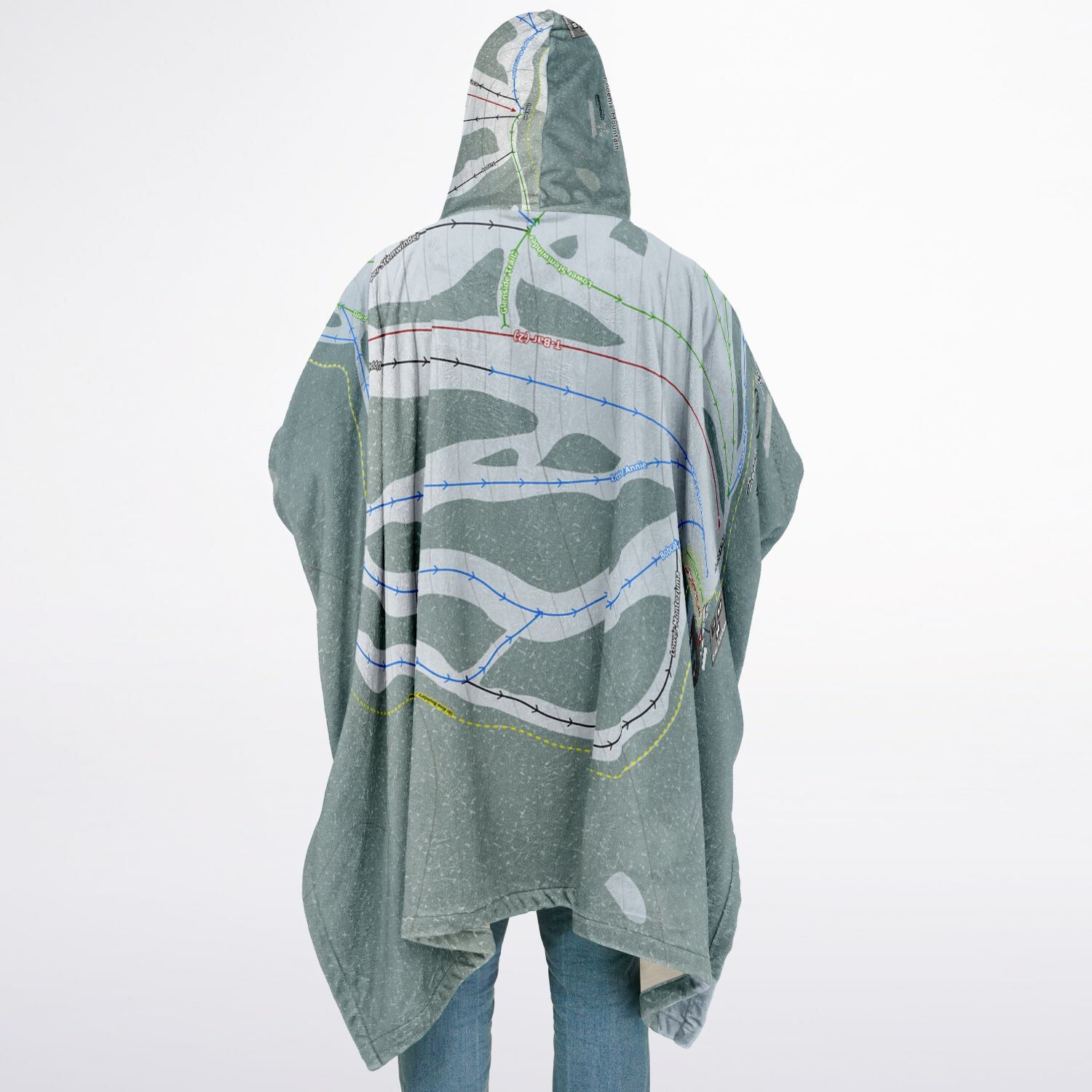 Phoenix Mountain, British Columbia Ski Resort Map Flannel Blanket Poncho