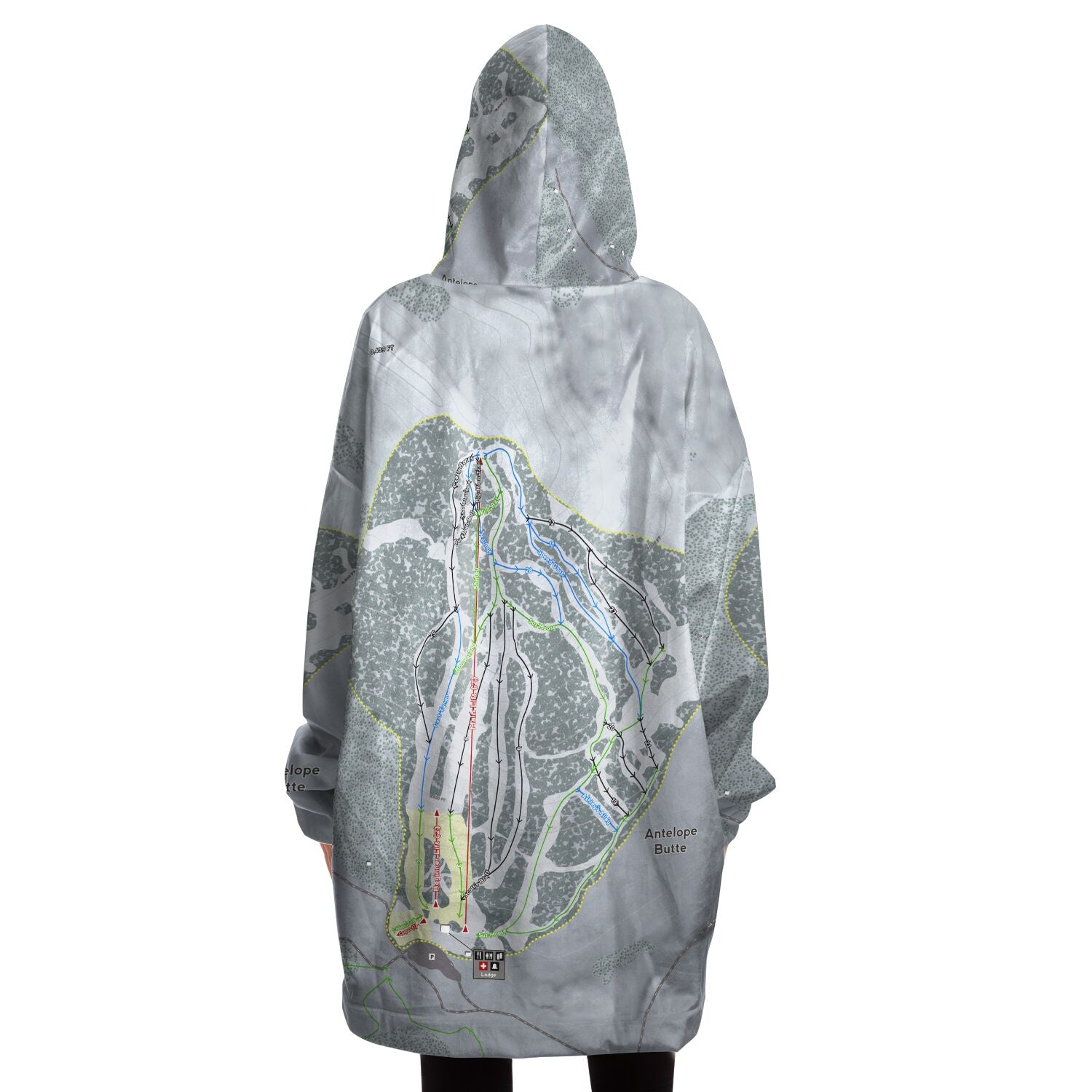 Antelope Butte, Wyoming Ski Trail Map Snug Hoodie