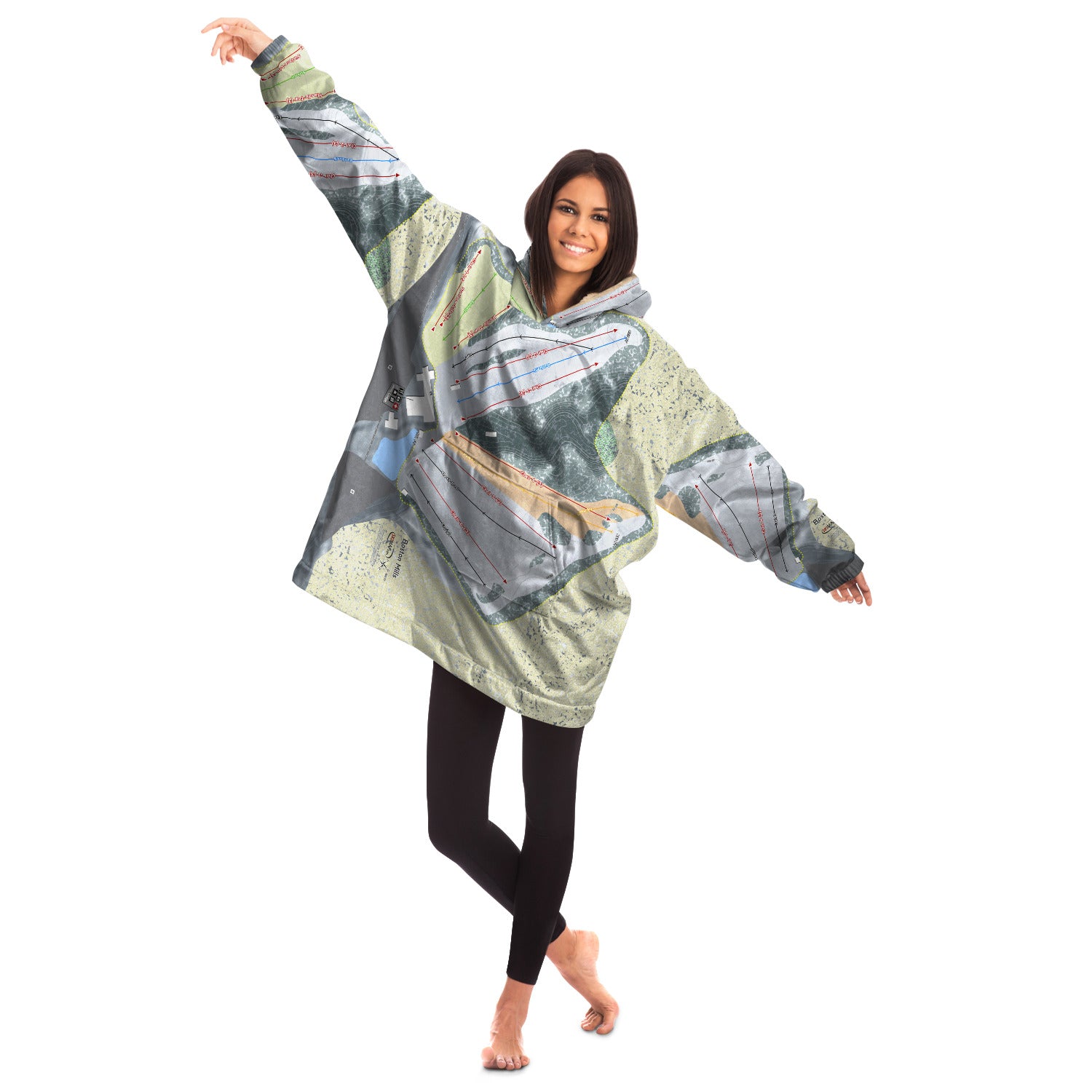 Boston Mills, Ohio Ski Trail Map - Snug Hoodie