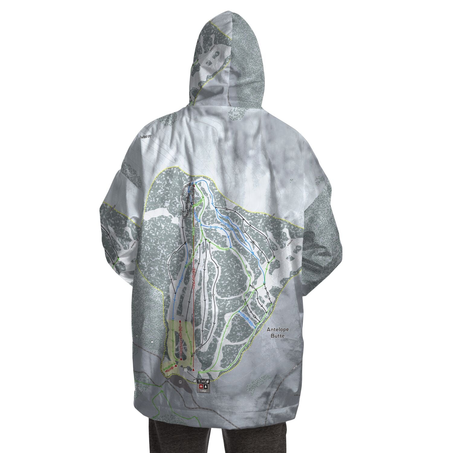 Antelope Butte, Wyoming Ski Trail Map Snug Hoodie