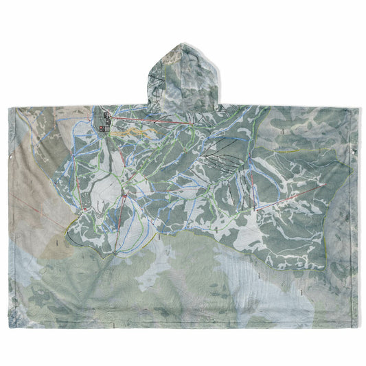 Powder Mountain, Utah Ski Resort Map Flannel Blanket Poncho