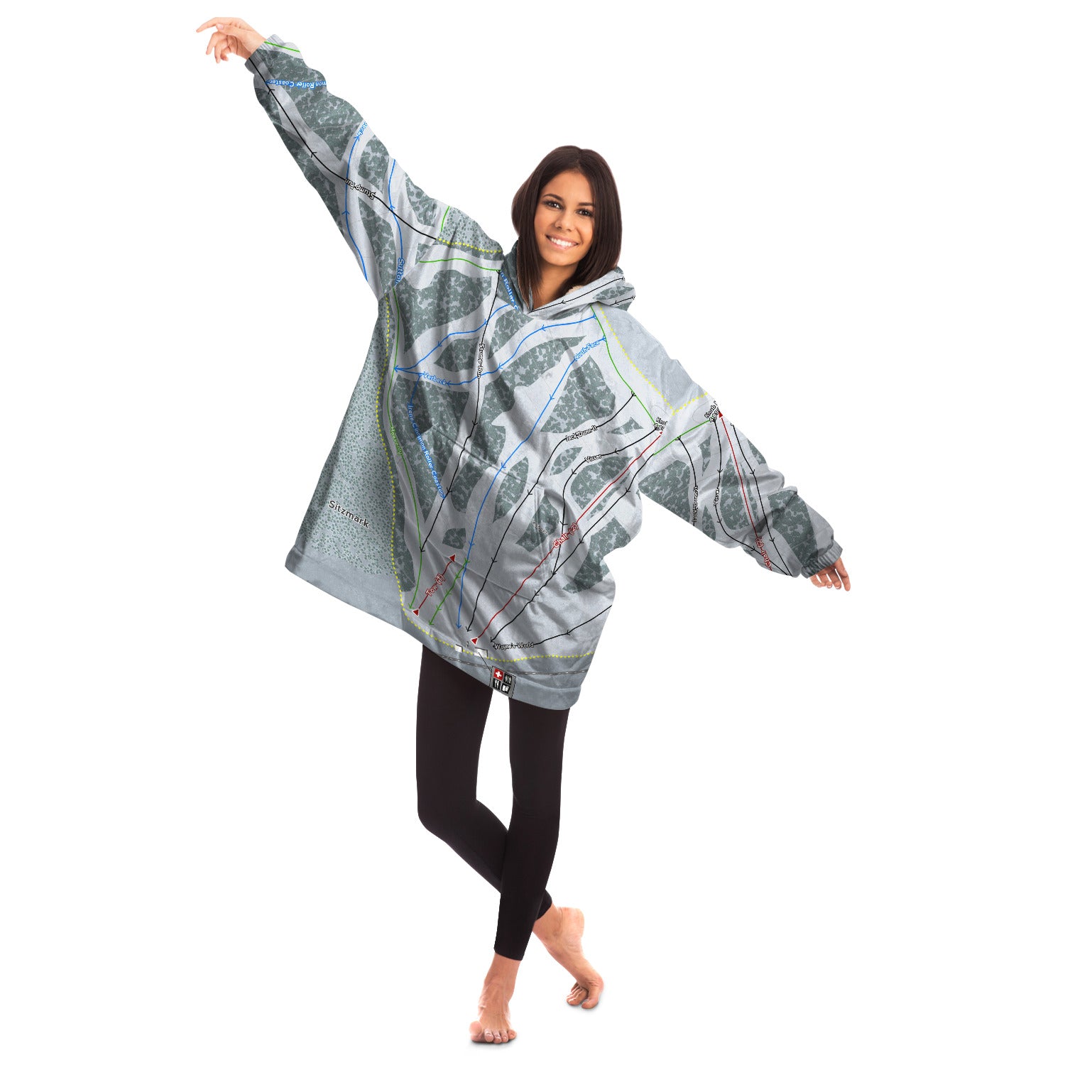 Sitz mark, Washington Ski Trail Map - Snug Hoodie - Powderaddicts