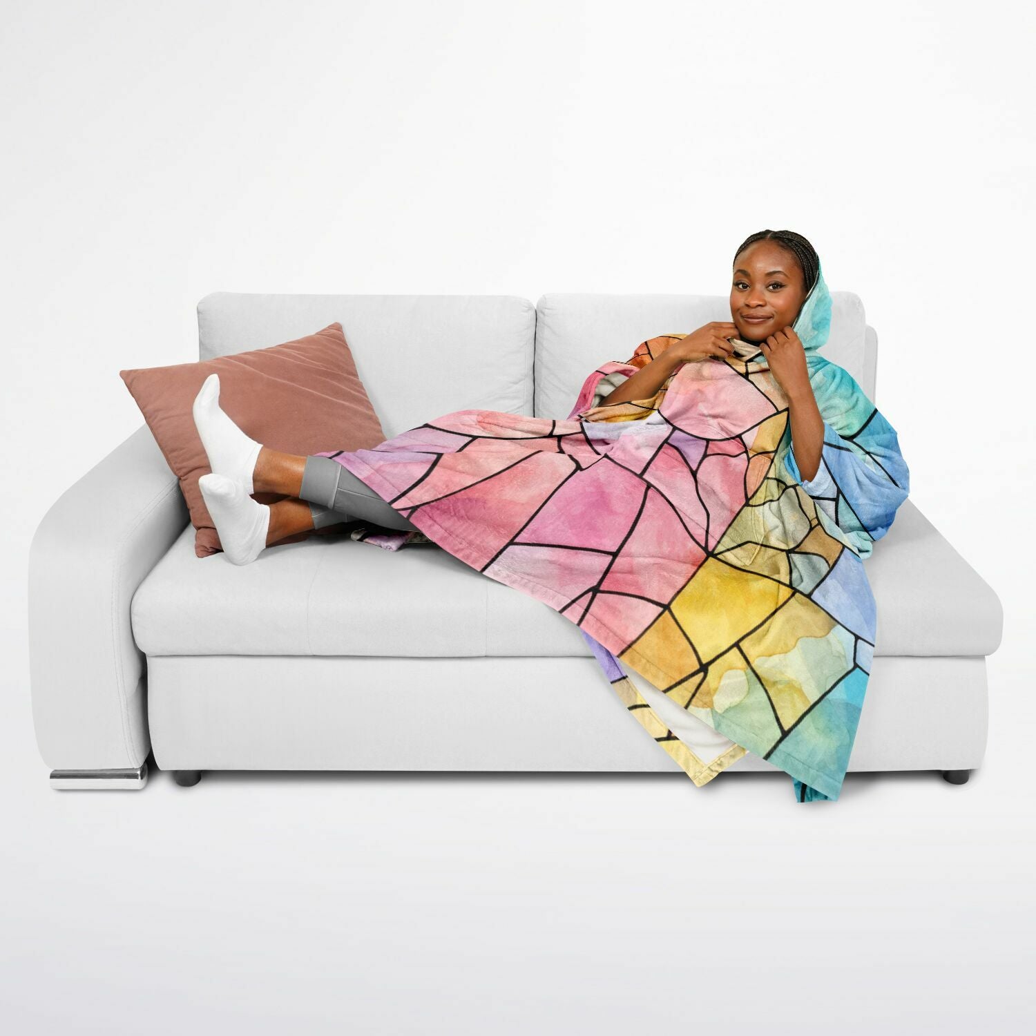 Stained Glass, Flannel Blanket Poncho