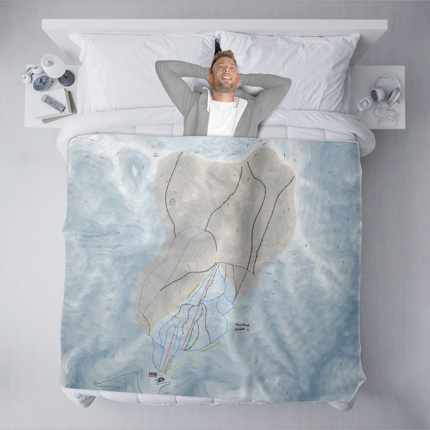 Fox Peak, New Zealand Ski Resort Map XL Blanket