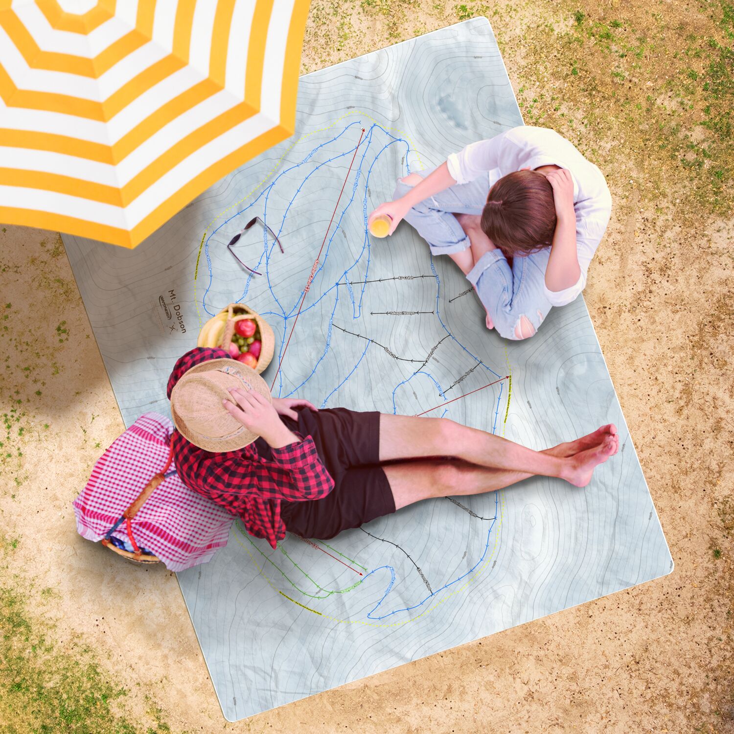 Mt Dobson, New Zealand Ski Resort Map Printed Beach Towel