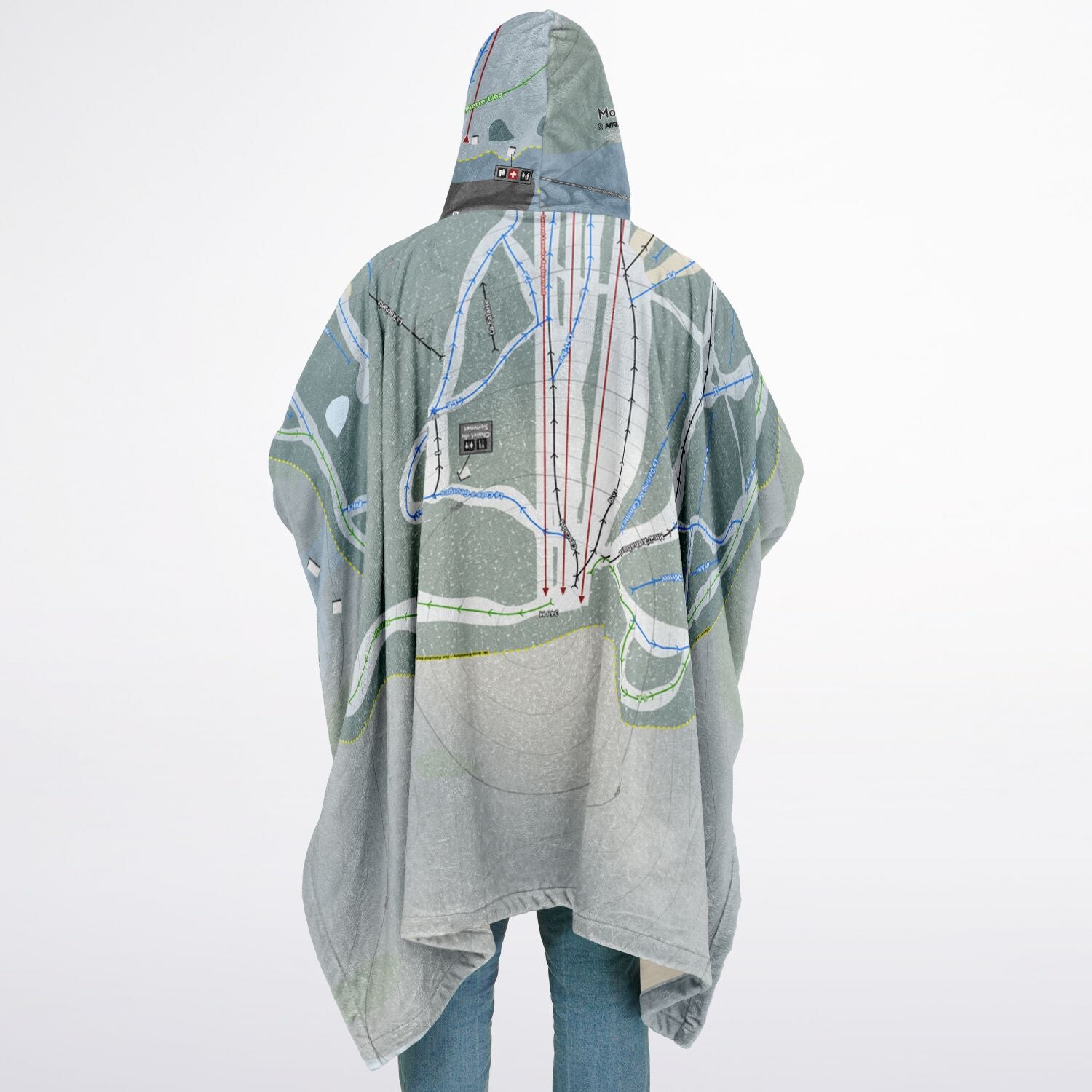 Mont Gleason, Quebec Ski Resort Map Flannel Blanket Poncho