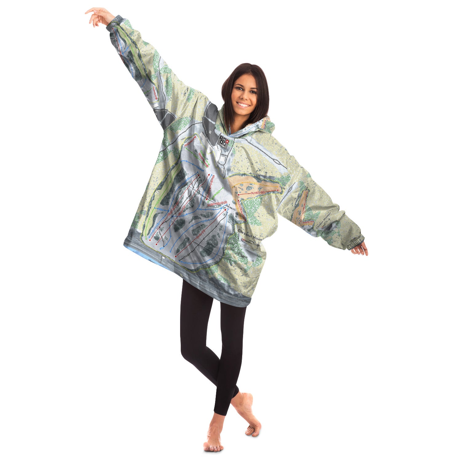 Chestnut Mountain, Illinois Ski Trail Map - Snug Hoodie