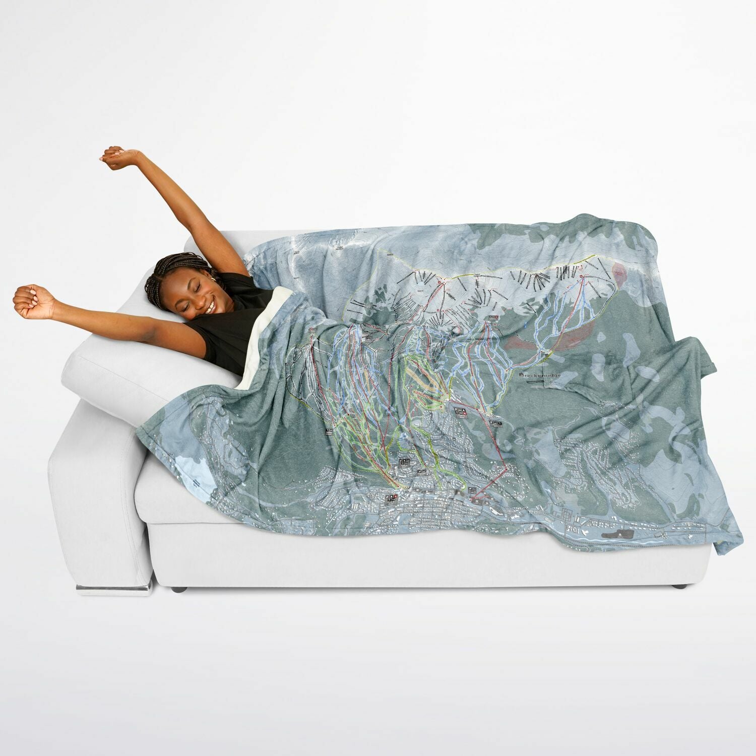 Breckenridge, Colorado Ski Resort Map Flannel Blanket Poncho