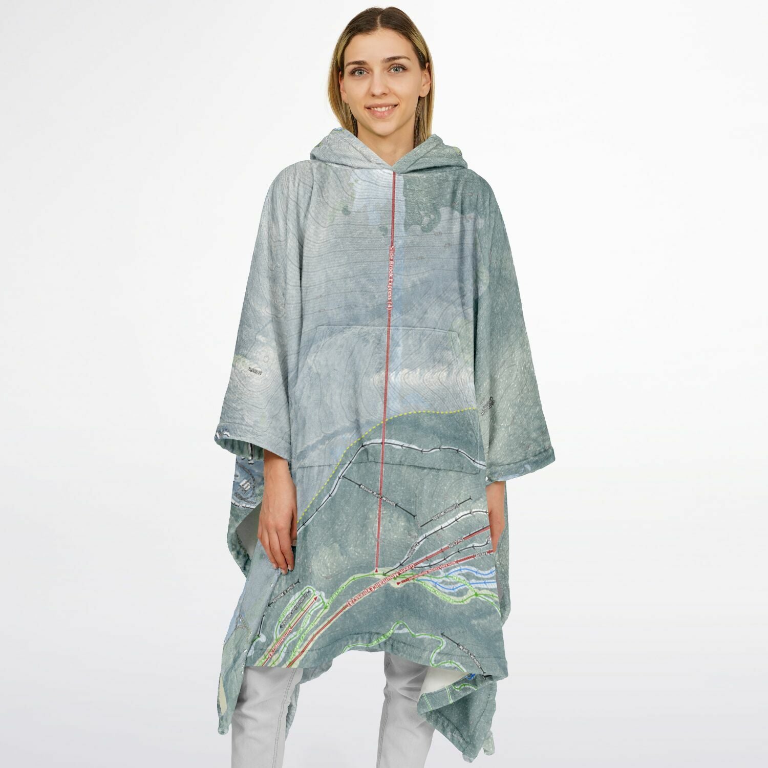 Sugarbush, Vermont Ski Resort Map Flannel Blanket Poncho