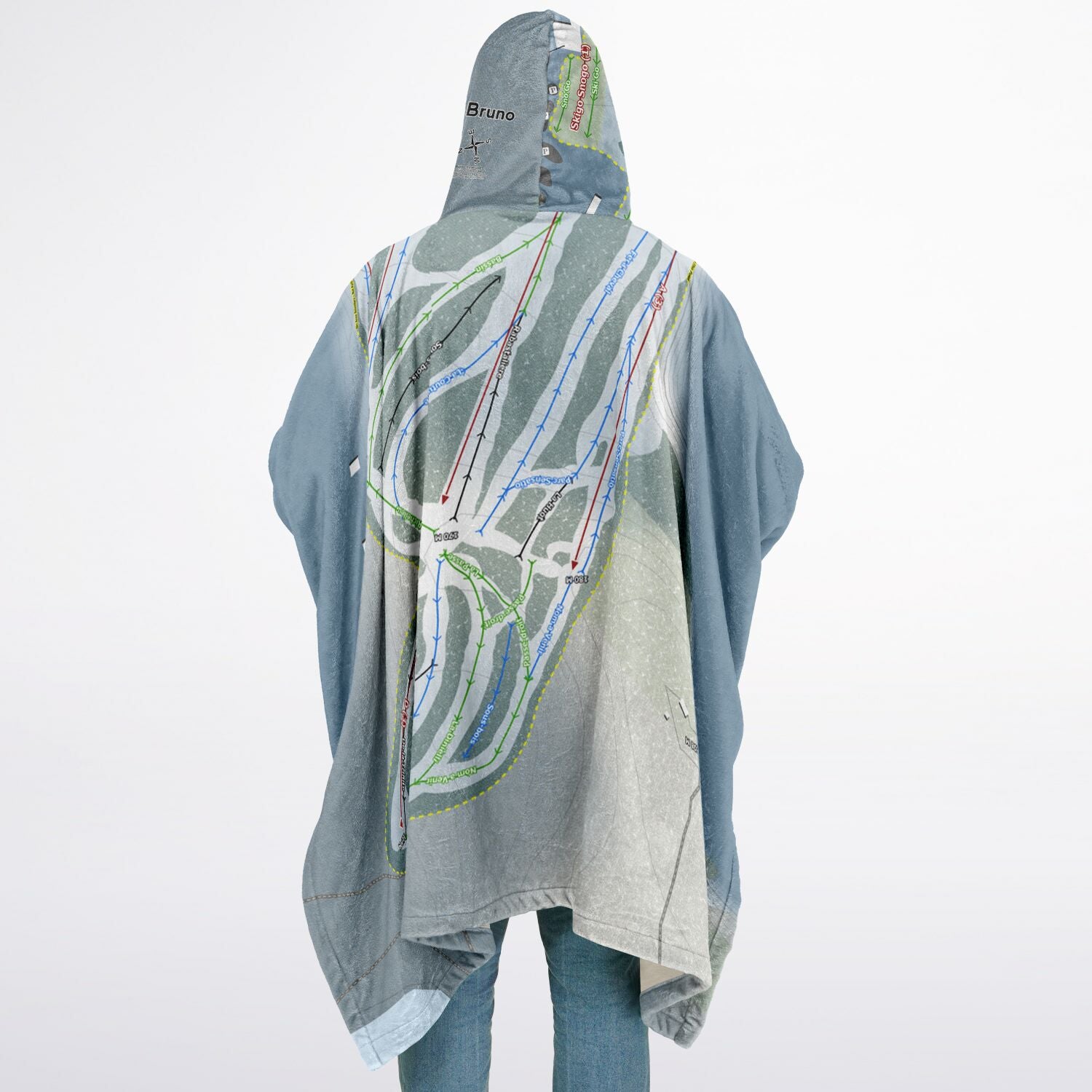 Ski Saint-Bruno, Quebec Ski Resort Map Flannel Blanket Poncho