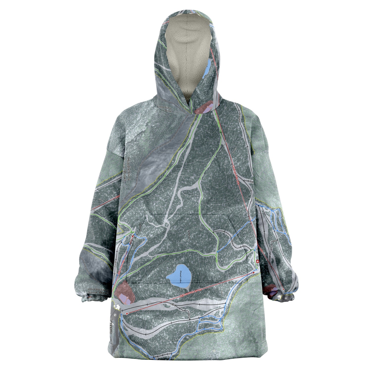 Middlebury Snow Bowl, Vermont Ski Trail Map - Snug Hoodie