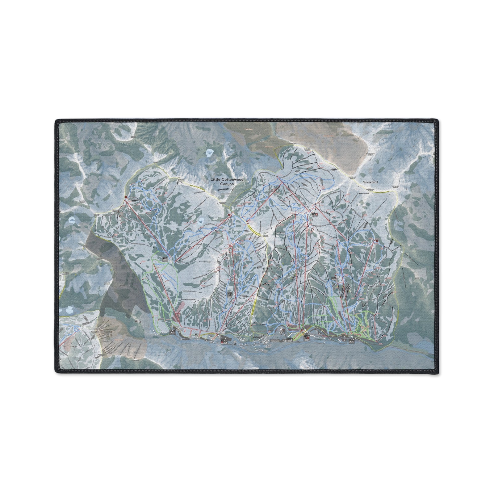 Little Cottonwood Canyon, Utah Ski Resort Map Heavy Duty Floor Mat