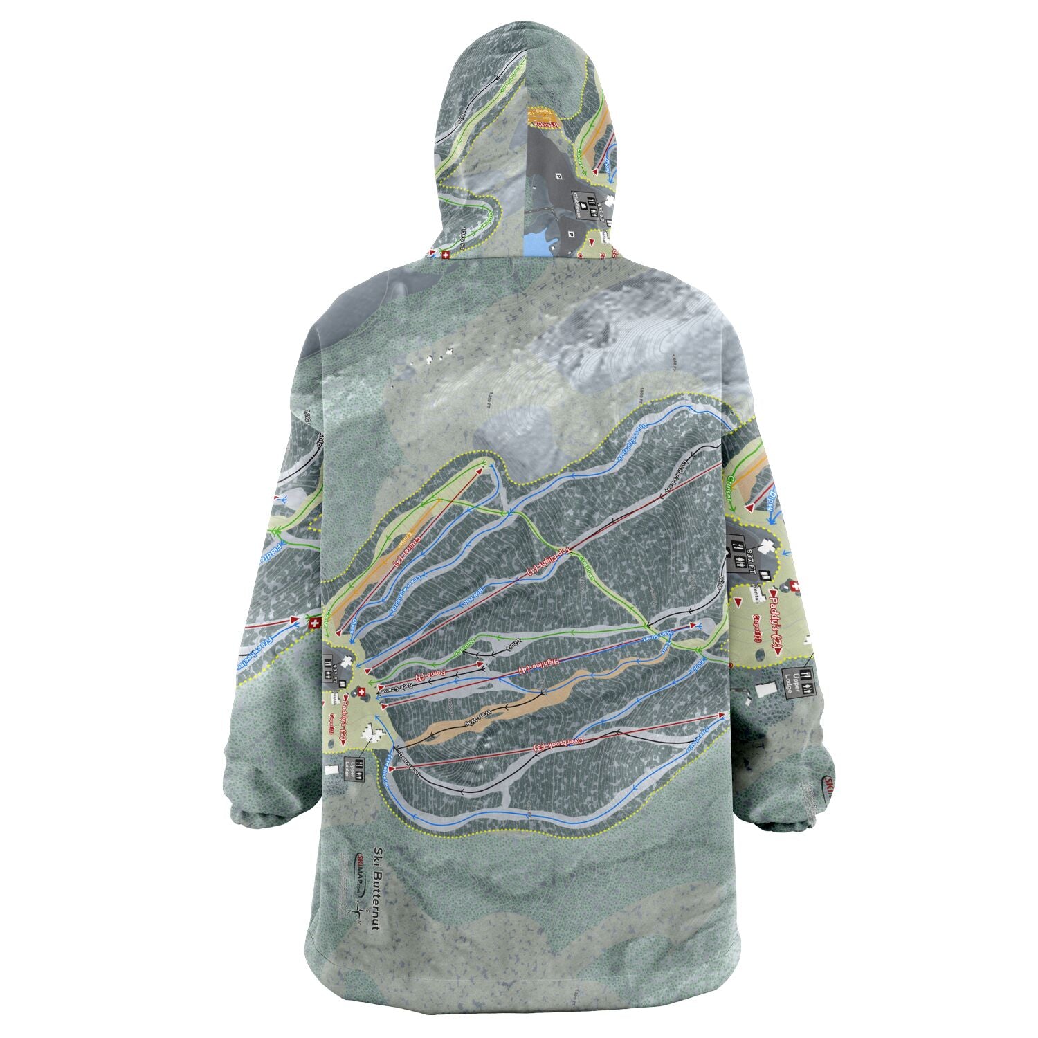 Ski Butternut, Massachusetts Ski Trail Map Snug Hoodie