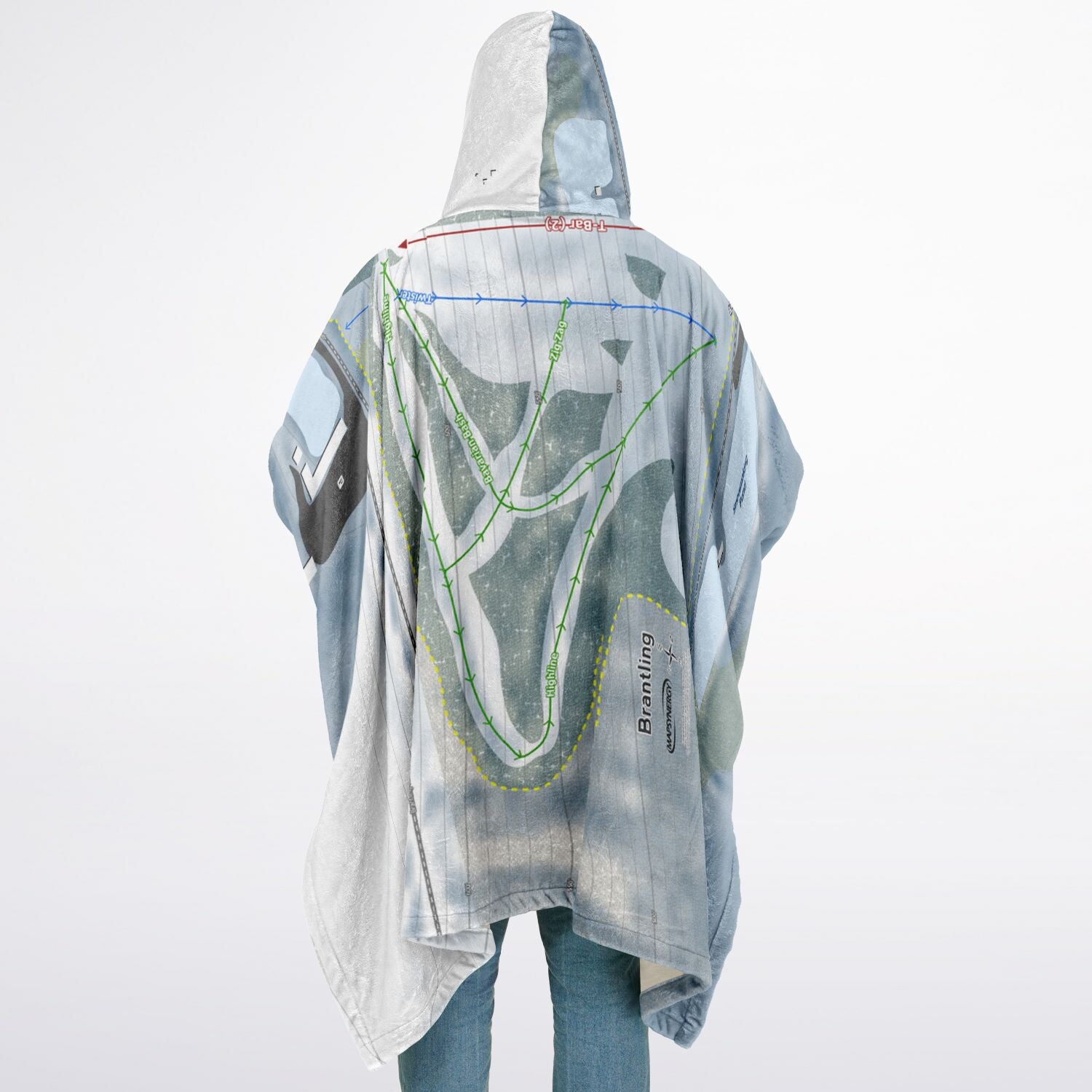 Brantling, New York Ski Resort Map Flannel Blanket Poncho