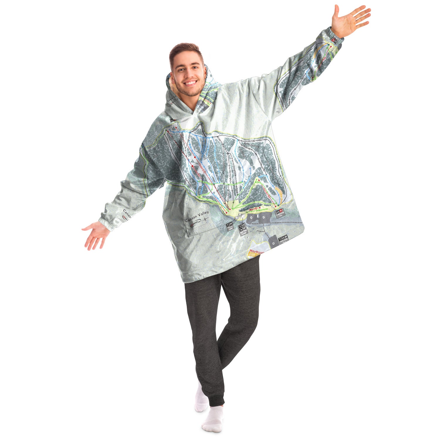 Canaan Valley, West Virginia Ski Trail Map - Snug Hoodie
