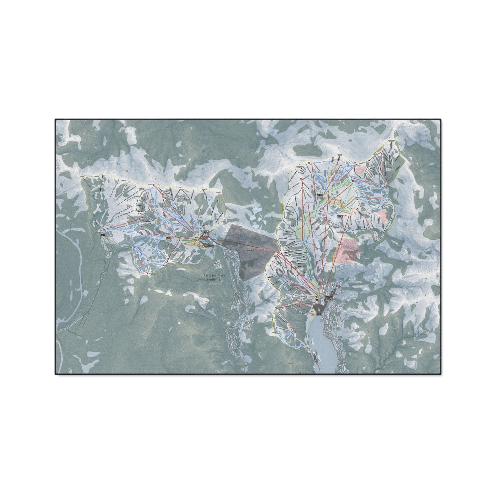 Palisades Tahoe, California Ski Resort Map Heavy Duty Floor Mat