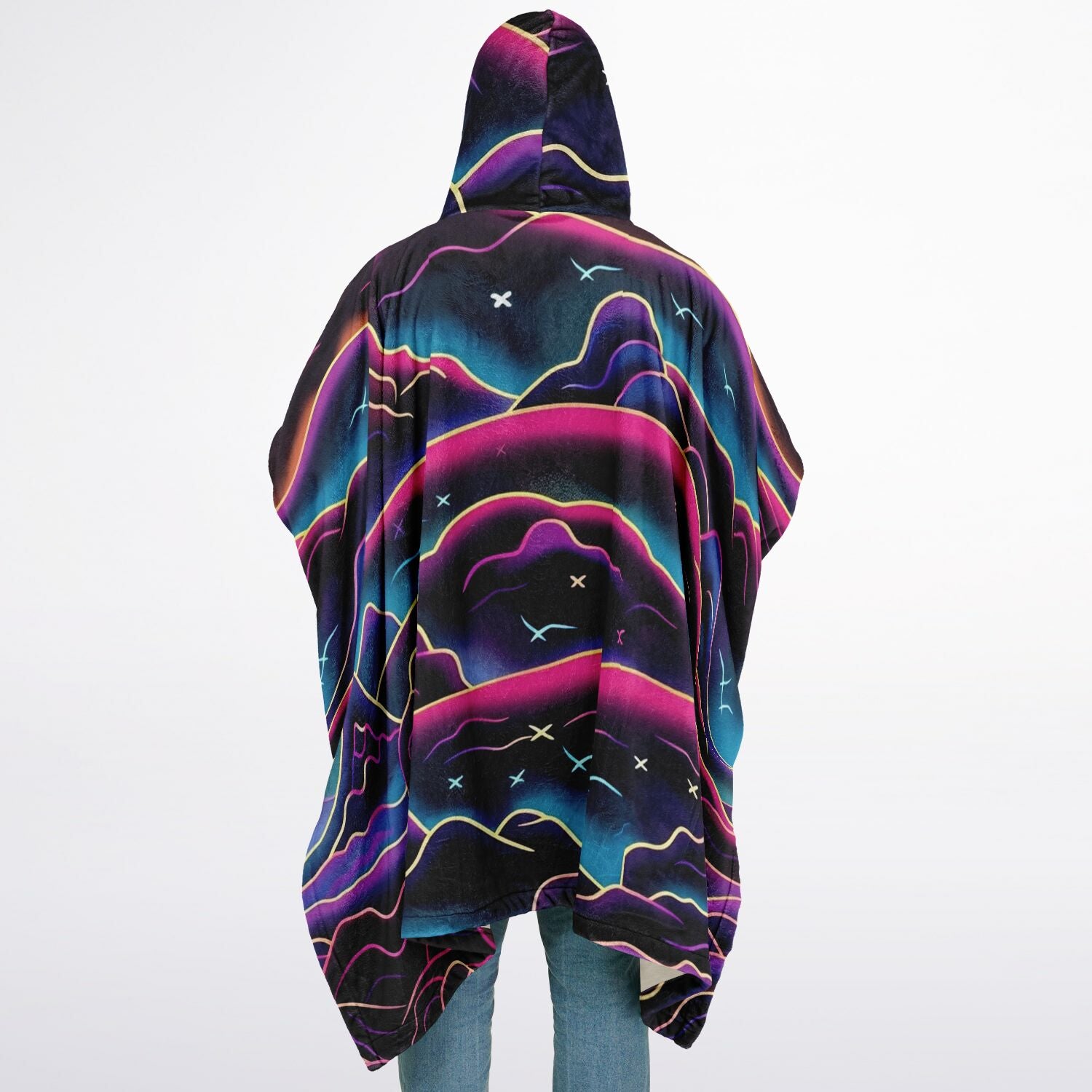 Neon Mountain, Flannel Blanket Poncho