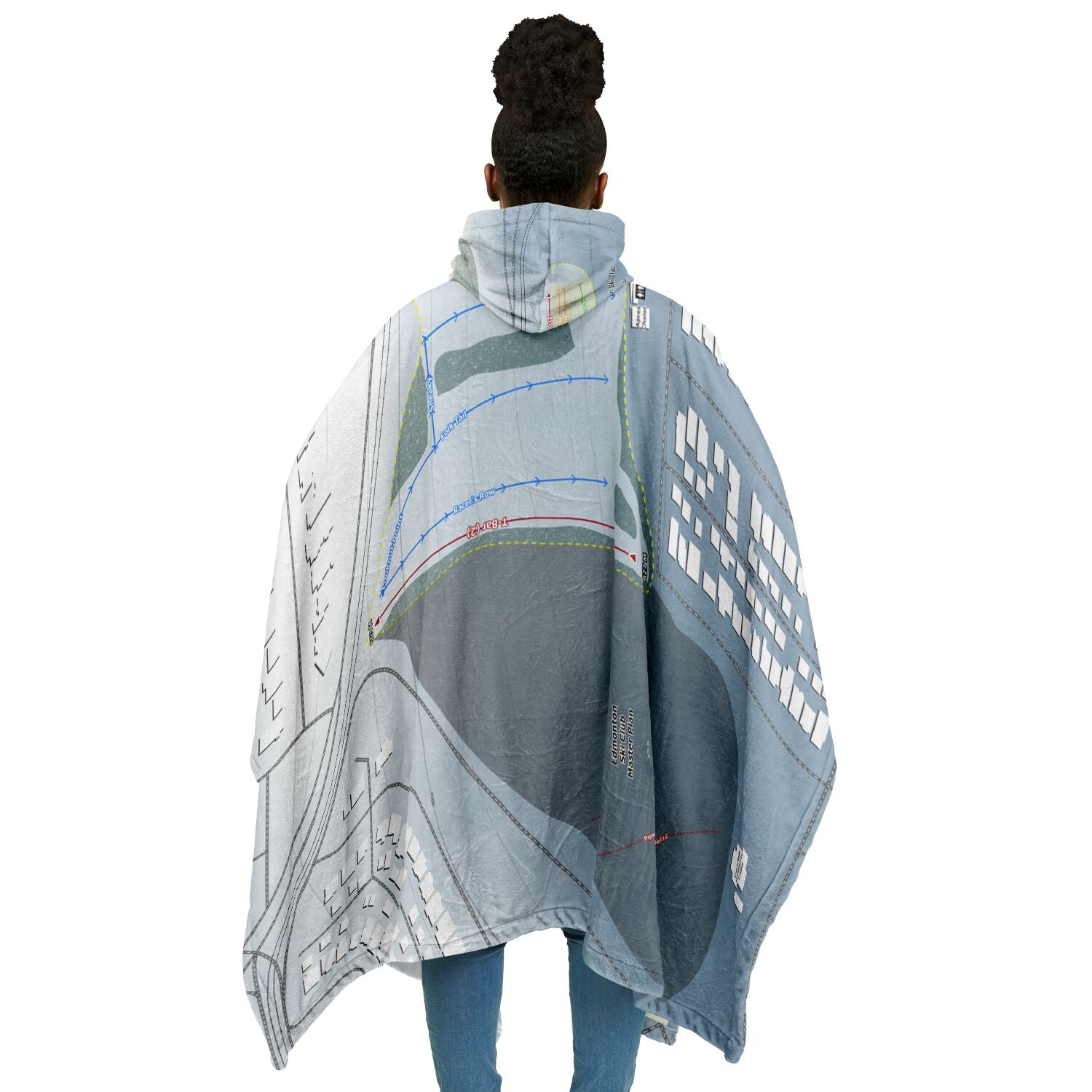 Edmonton Ski Club, Alberta Ski Resort Map Flannel Blanket Poncho