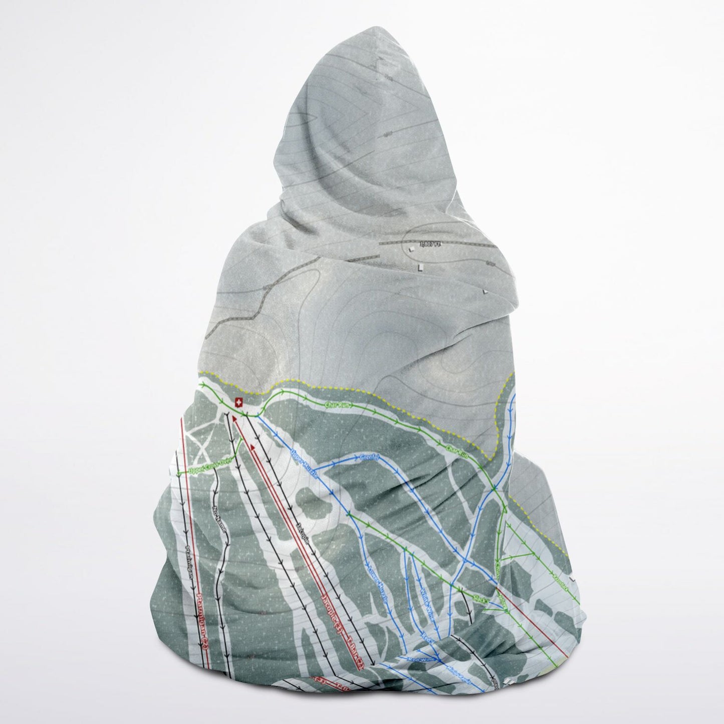Labrador Mountain, New York Ski Trail Map - Youth Hooded Blanket