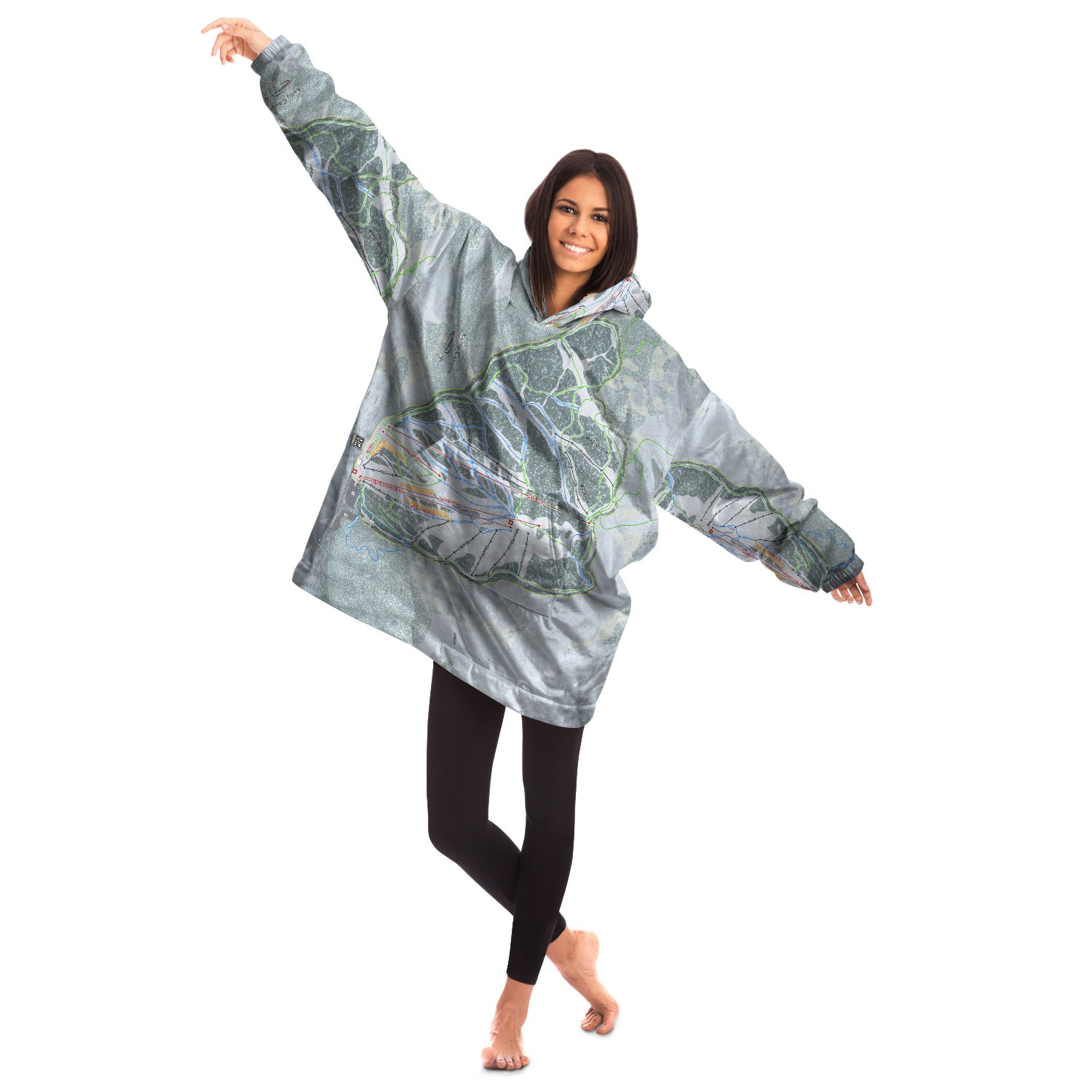 Kelly Canyon, Idaho Ski Trail Map Snug Hoodie