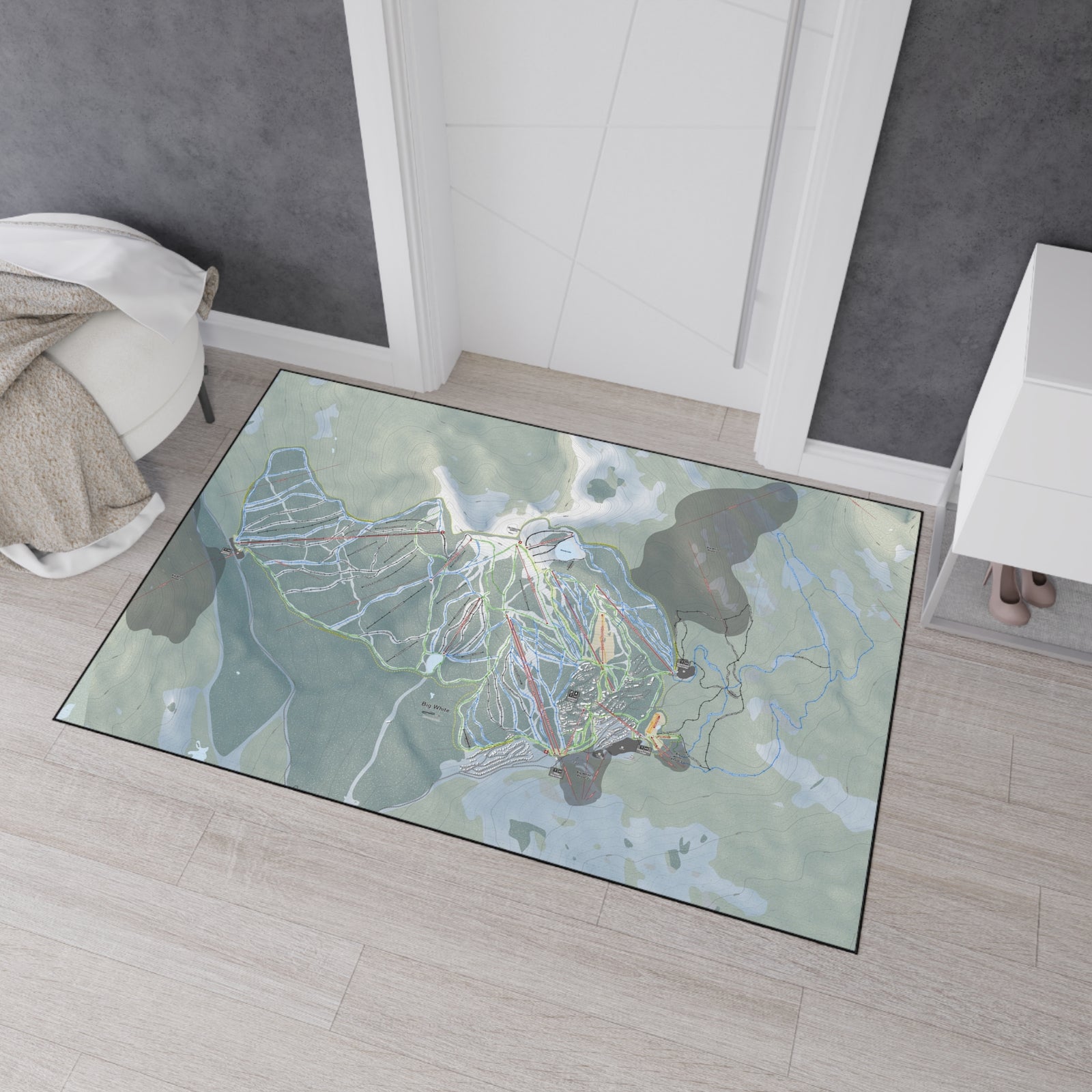 Big White, British Columbia Ski Resort Map Heavy Duty Floor Mat