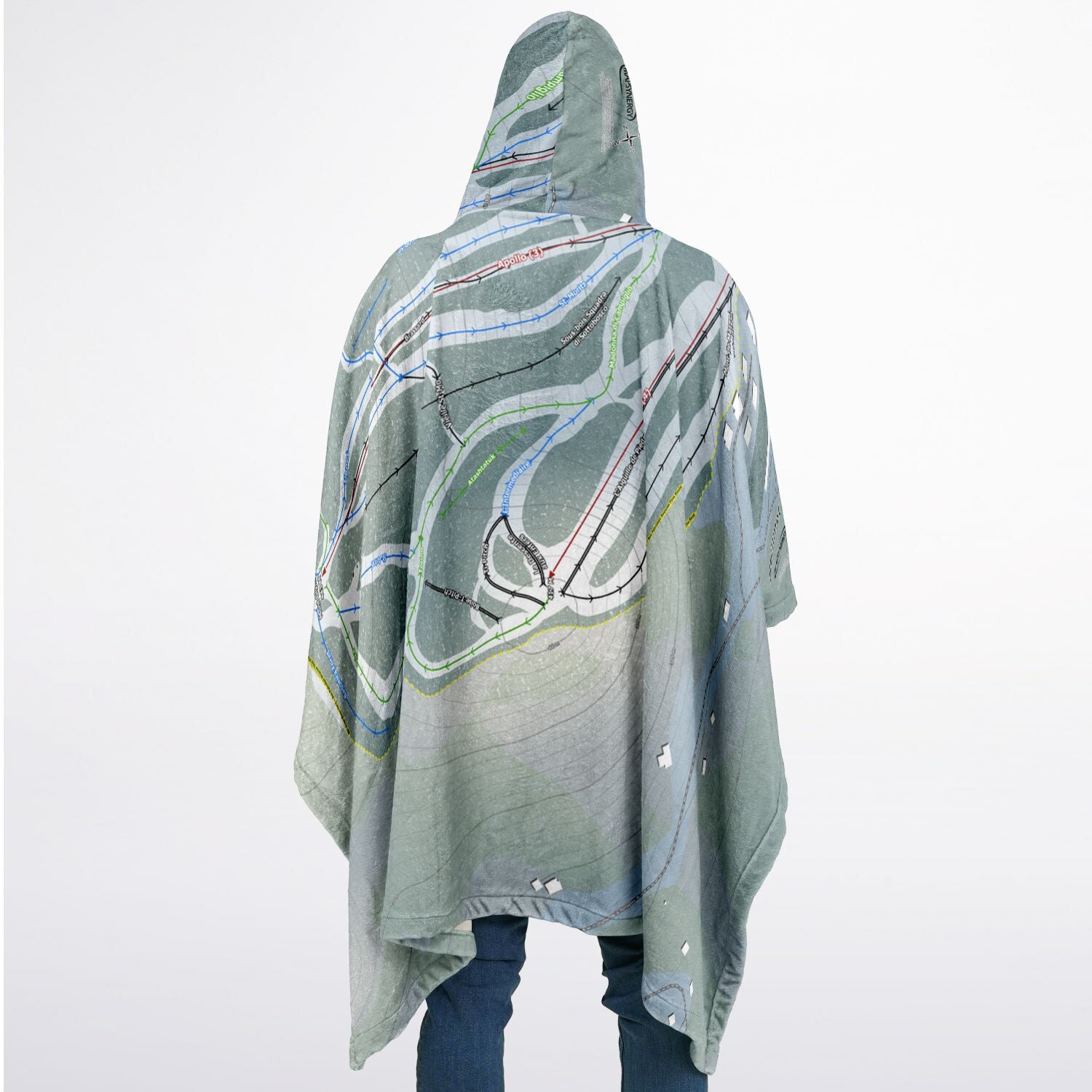 Sommet Olympia, Quebec Ski Resort Map Flannel Blanket Poncho