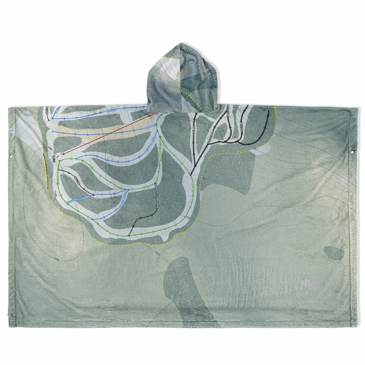 Station Gallix, Quebec Ski Resort Map Flannel Blanket Poncho