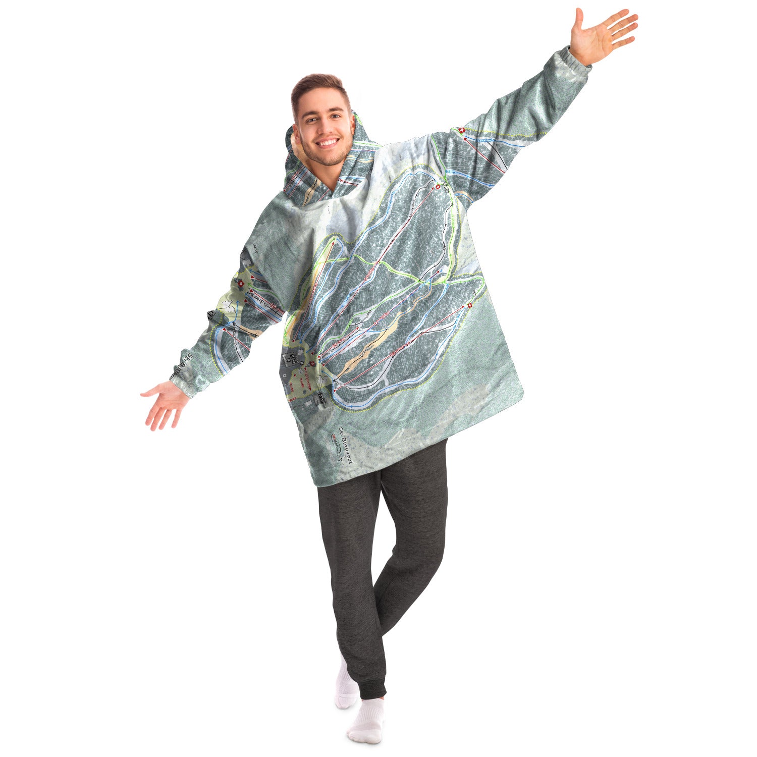 Ski Butternut, Massachusetts Ski Trail Map Snug Hoodie