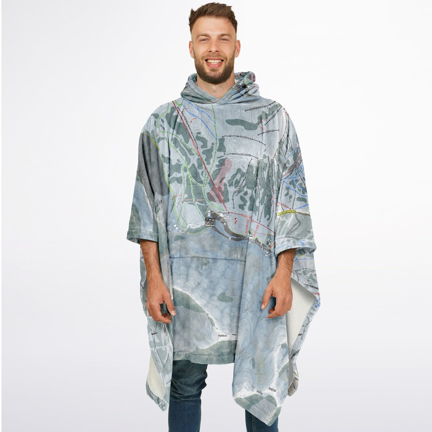 Alta, Utah Ski Resort Map Flannel Blanket Poncho