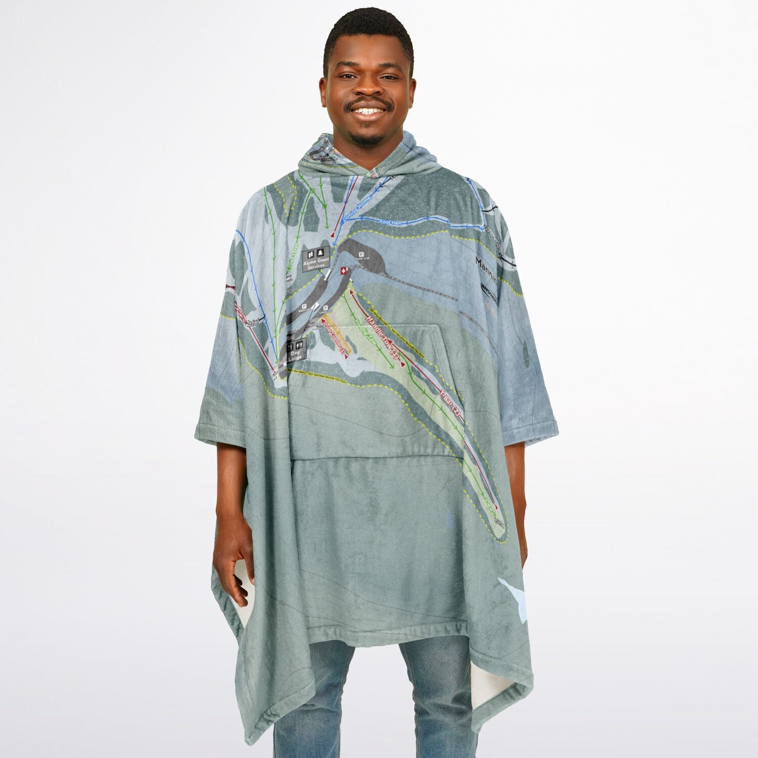 Manning Park, British Columbia Ski Resort Map Flannel Blanket Poncho