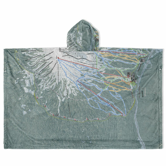 Mt Bachelor, Oregon Ski Resort Map Flannel Blanket Poncho