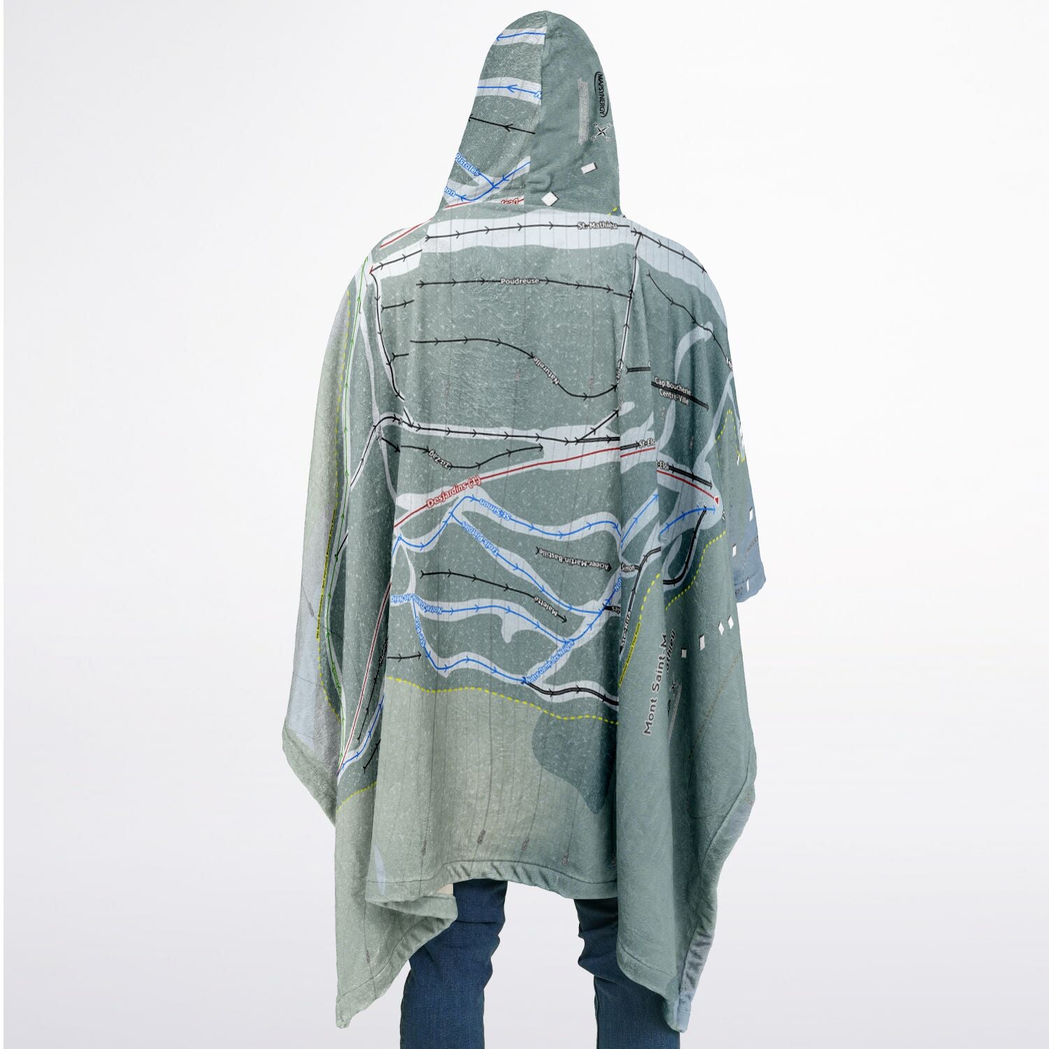 Mont Saint-Mathieu, Quebec Ski Resort Map Flannel Blanket Poncho