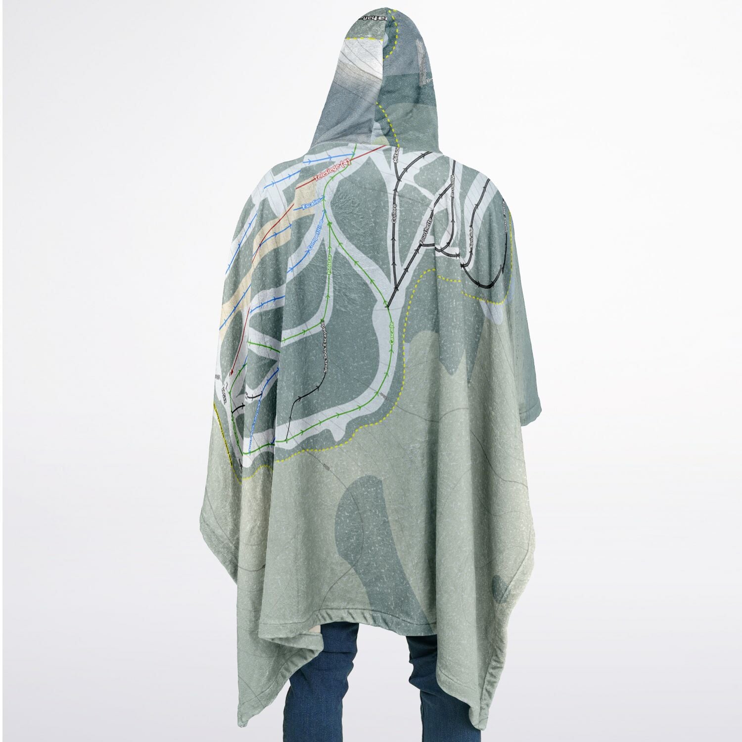 Station Gallix, Quebec Ski Resort Map Flannel Blanket Poncho