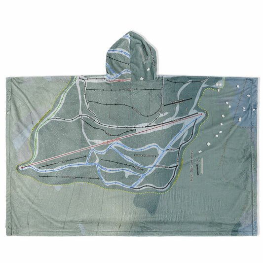 Mont Saint-Mathieu, Quebec Ski Resort Map Flannel Blanket Poncho