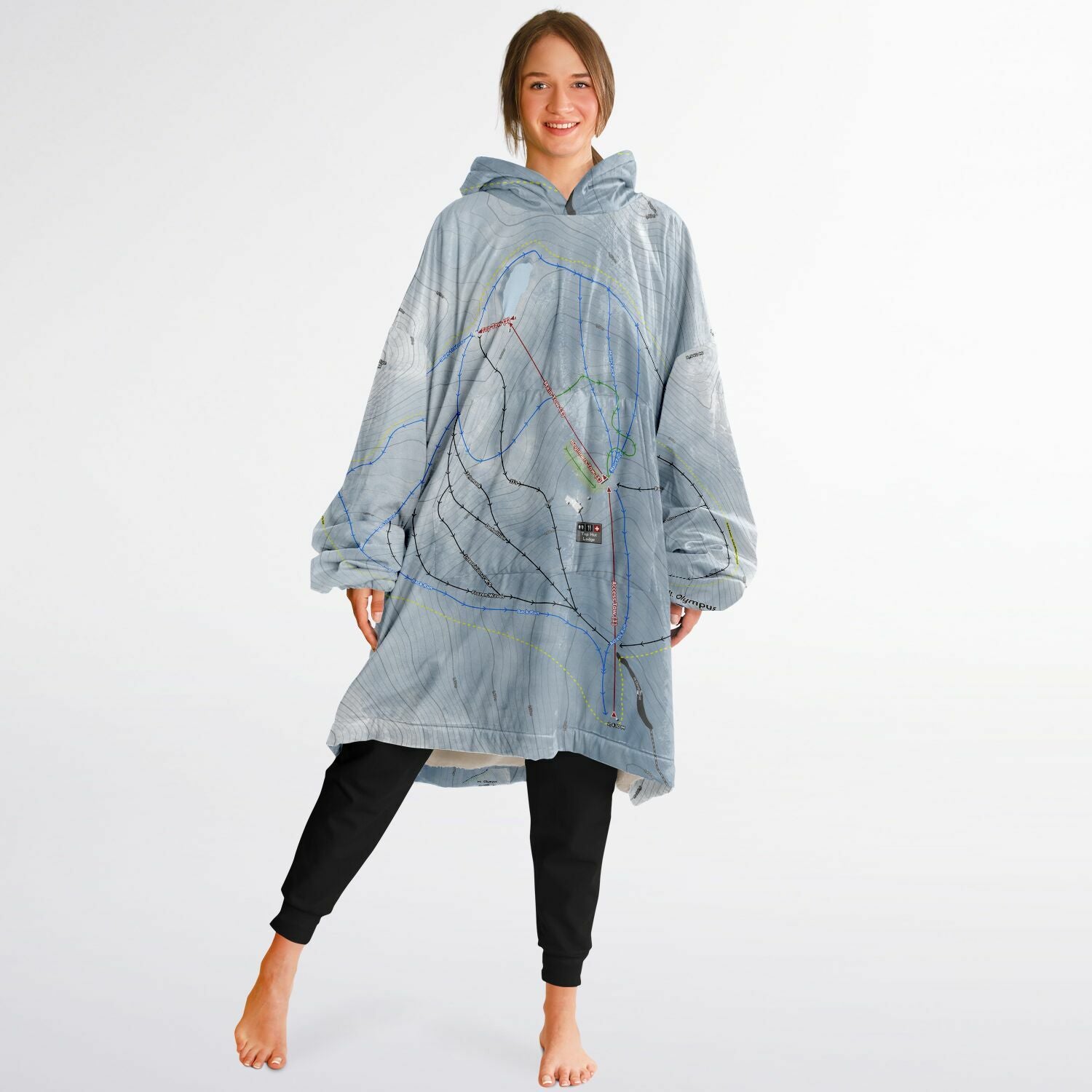 Mt Olympus, New Zealand Ski Trail Map - Snug Hoodie