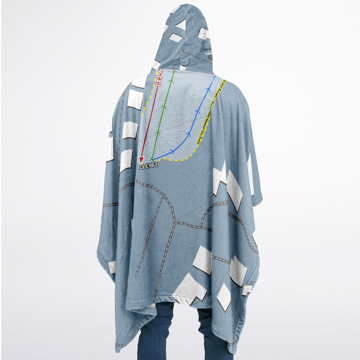 Lees Ski Hill, Colorado Ski Resort Map Flannel Blanket Poncho