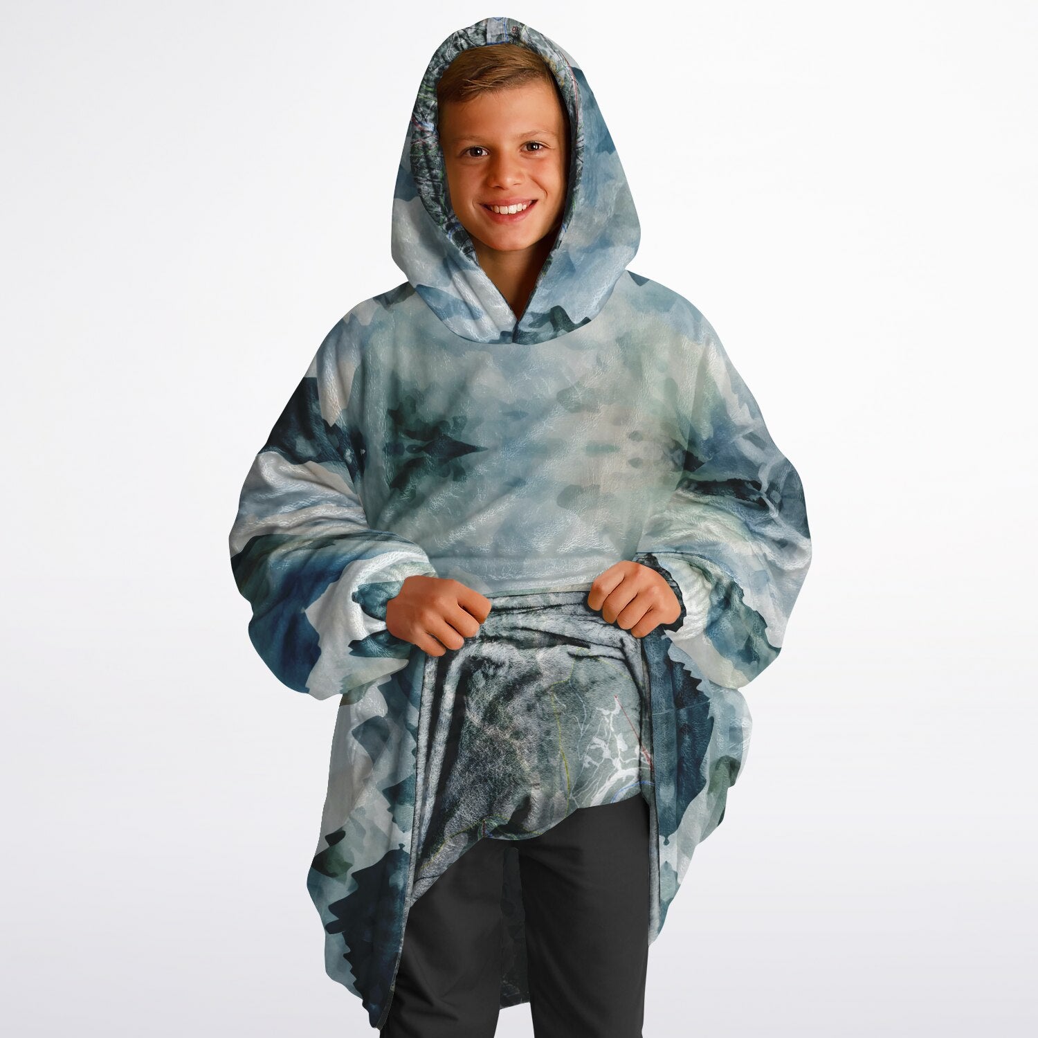 Powder Mountain, Utah Ski Resort Map Youth Reversible Snug Hoodie