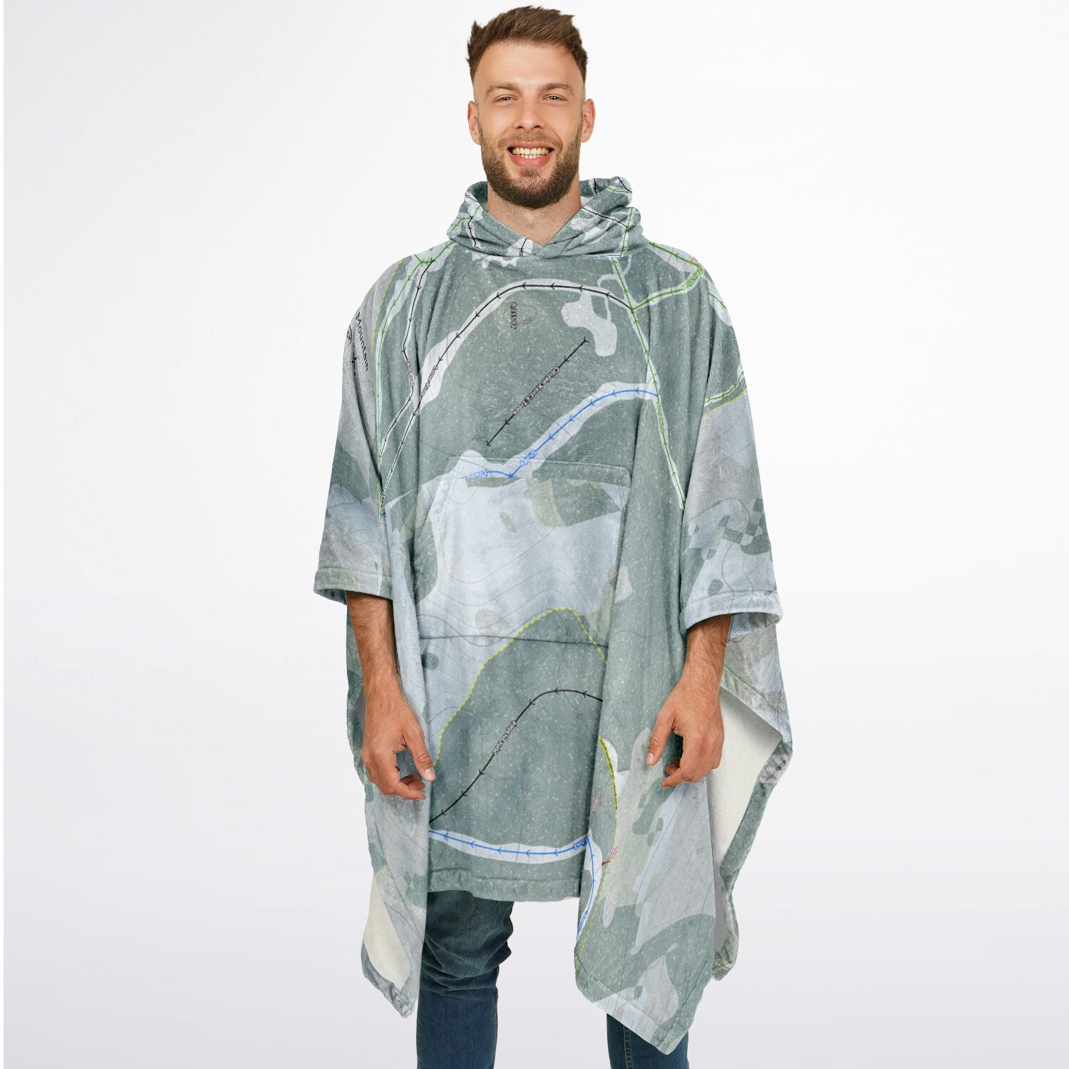 Beaver Mountain, Utah Ski Resort Map Flannel Blanket Poncho