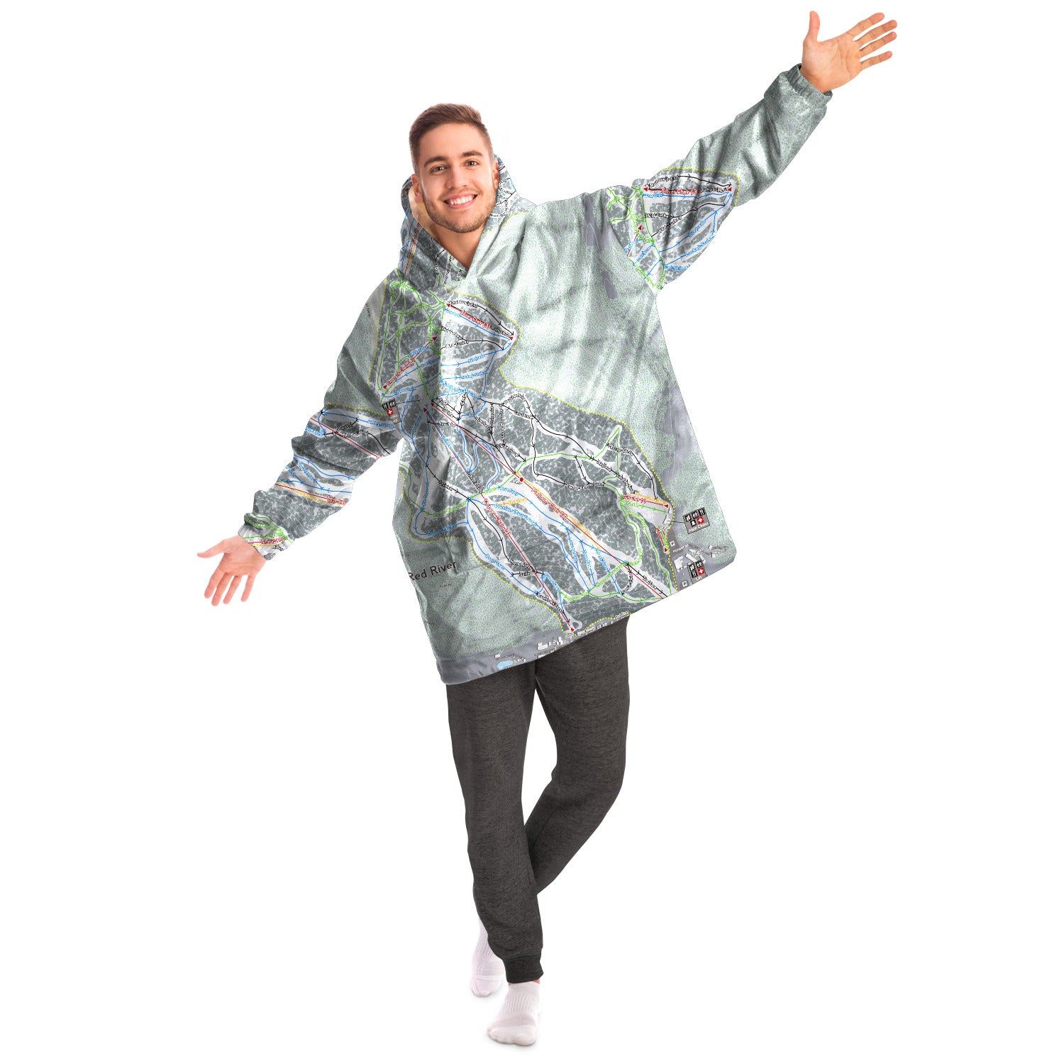 Red River, New Mexico Ski Trail Map - Snug Hoodie