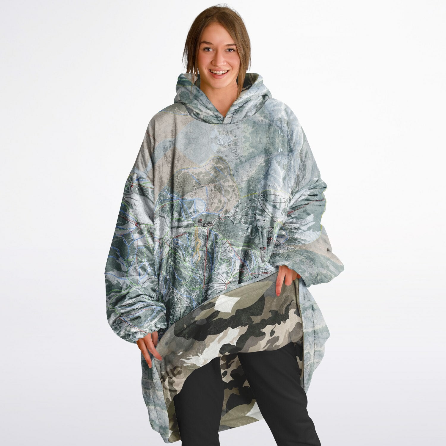 Powder Mountain, Utah Ski Resort Map Youth Reversible Snug Hoodie