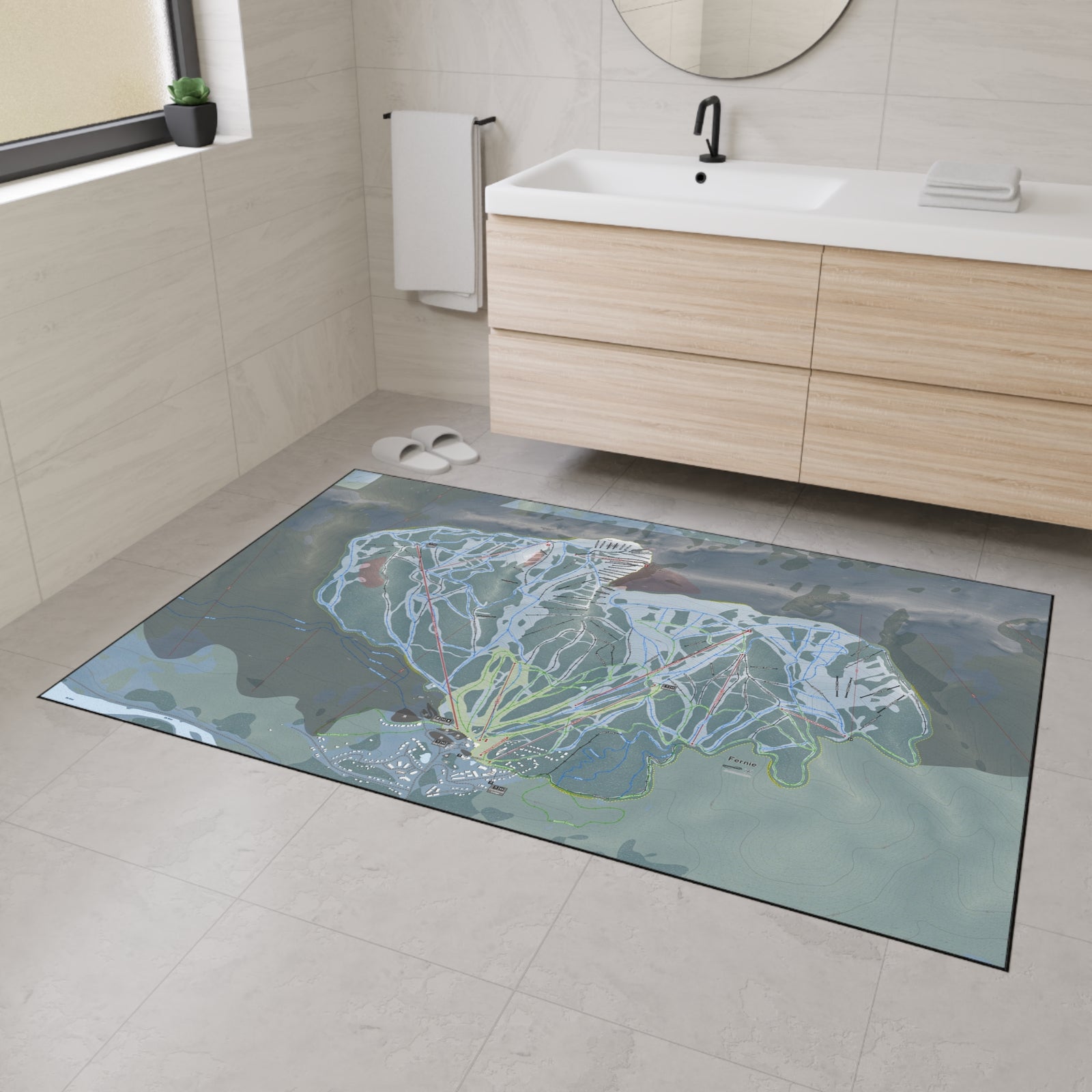 Fernie, British Columbia Ski Resort Map Heavy Duty Floor Mat