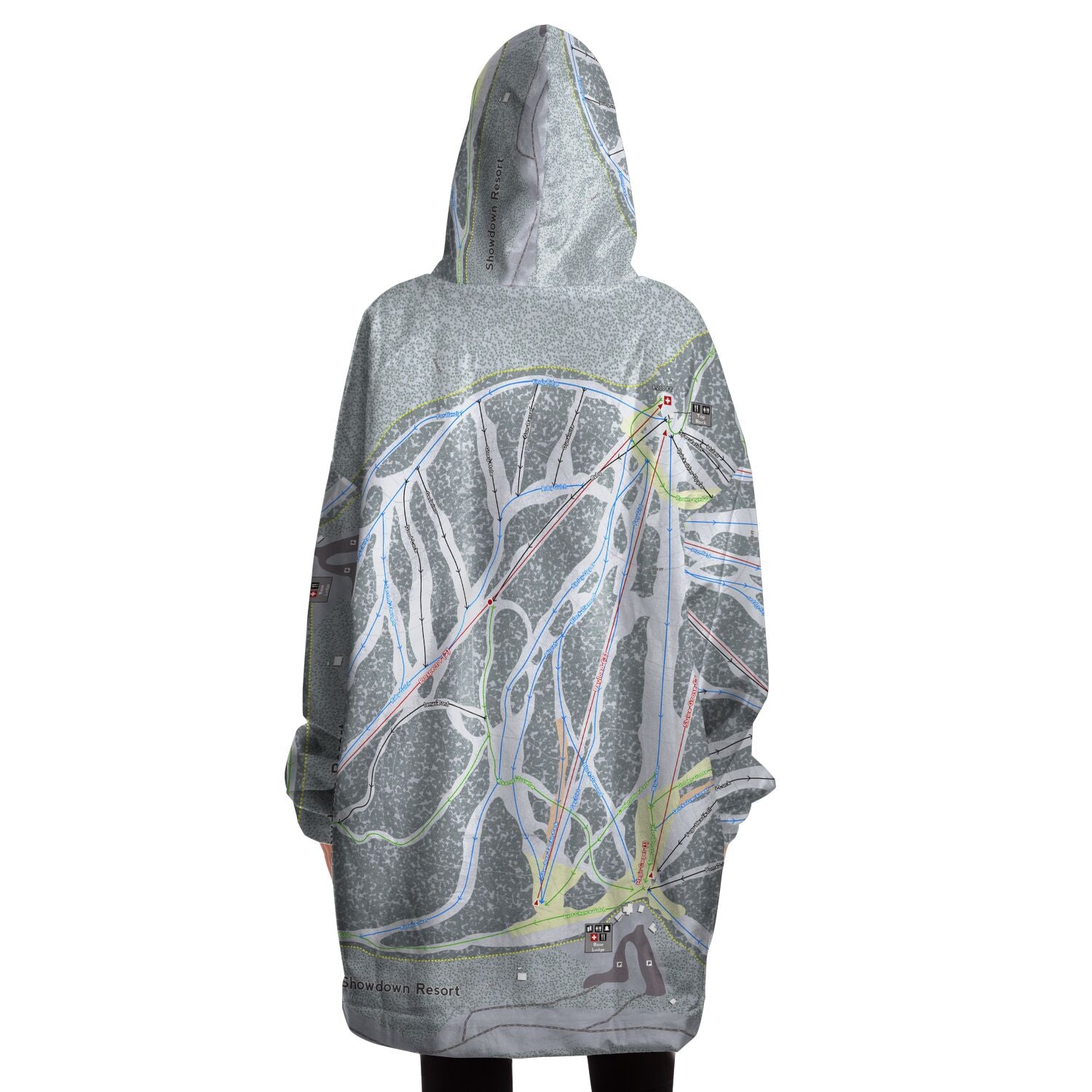 Showdown, Montana Ski Trail Map - Snug Hoodie - Powderaddicts